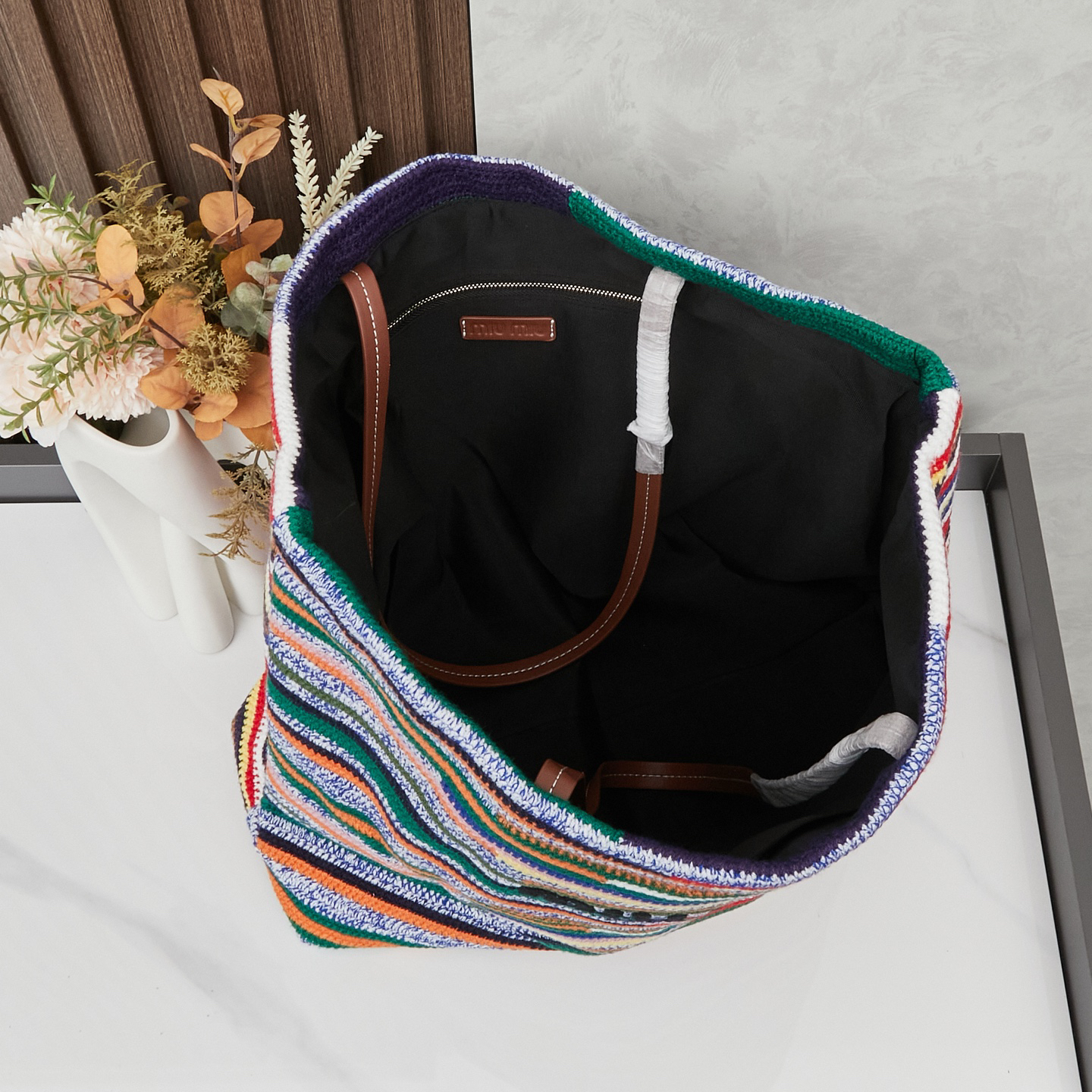 Miumiu Crochet Rainbow Tote Bag