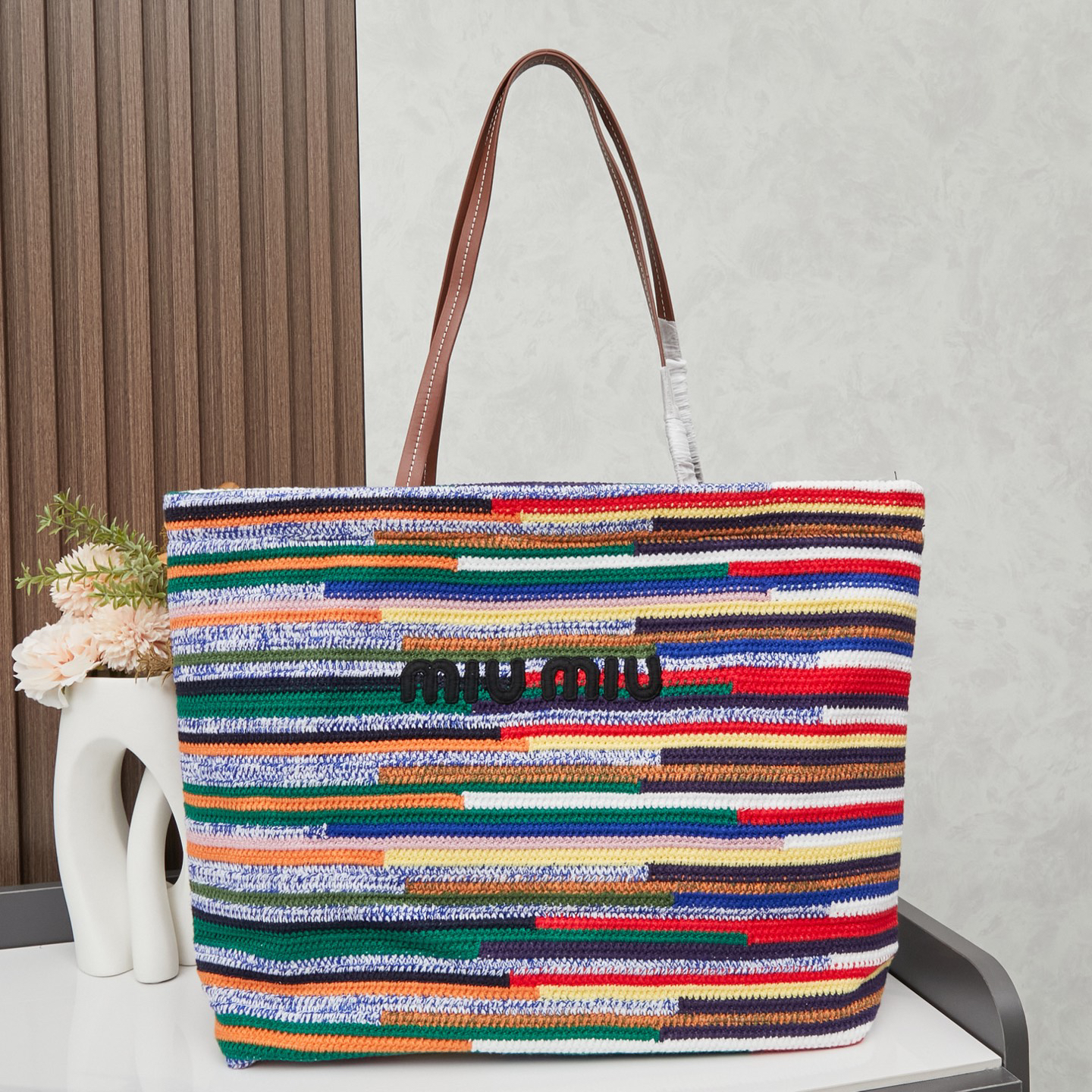 Miumiu Crochet Rainbow Tote Bag