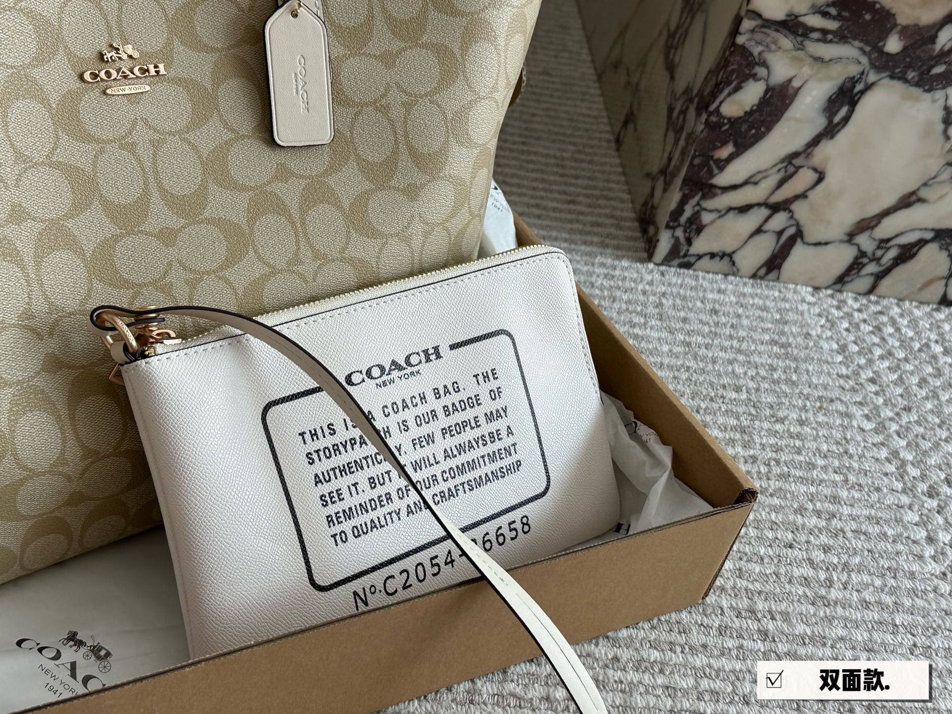 Coach Classic Double-Sided City Tote Bag with Logo and Shopping Bag (Includes box)