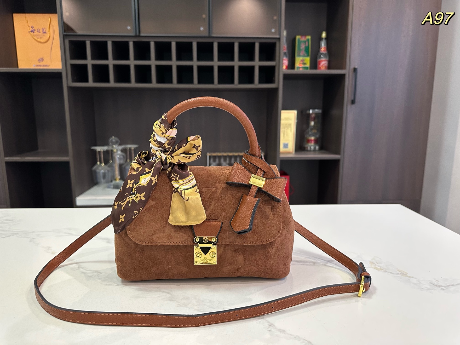 LV Madeleine BB suede handbag