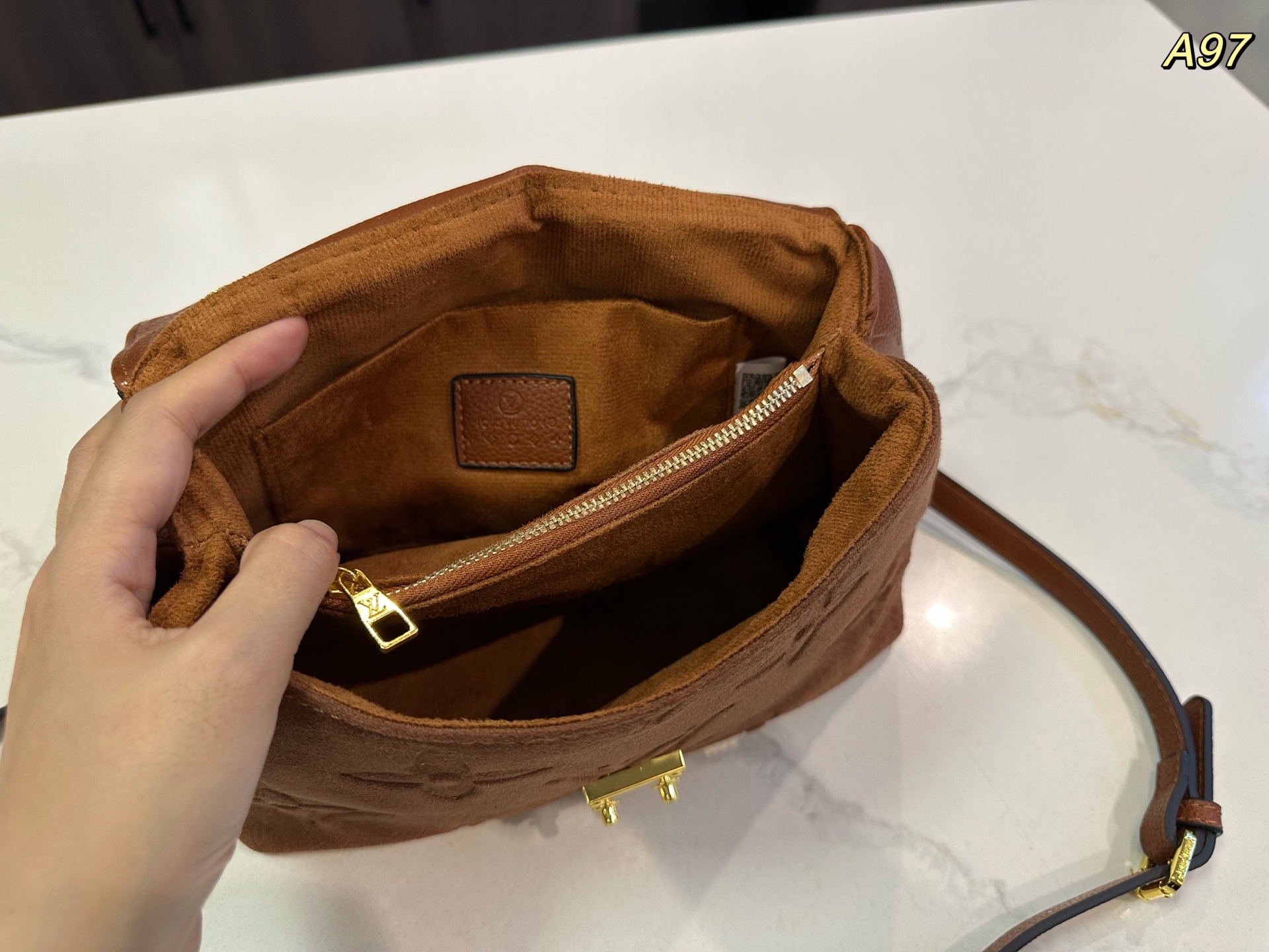 LV Madeleine BB suede handbag