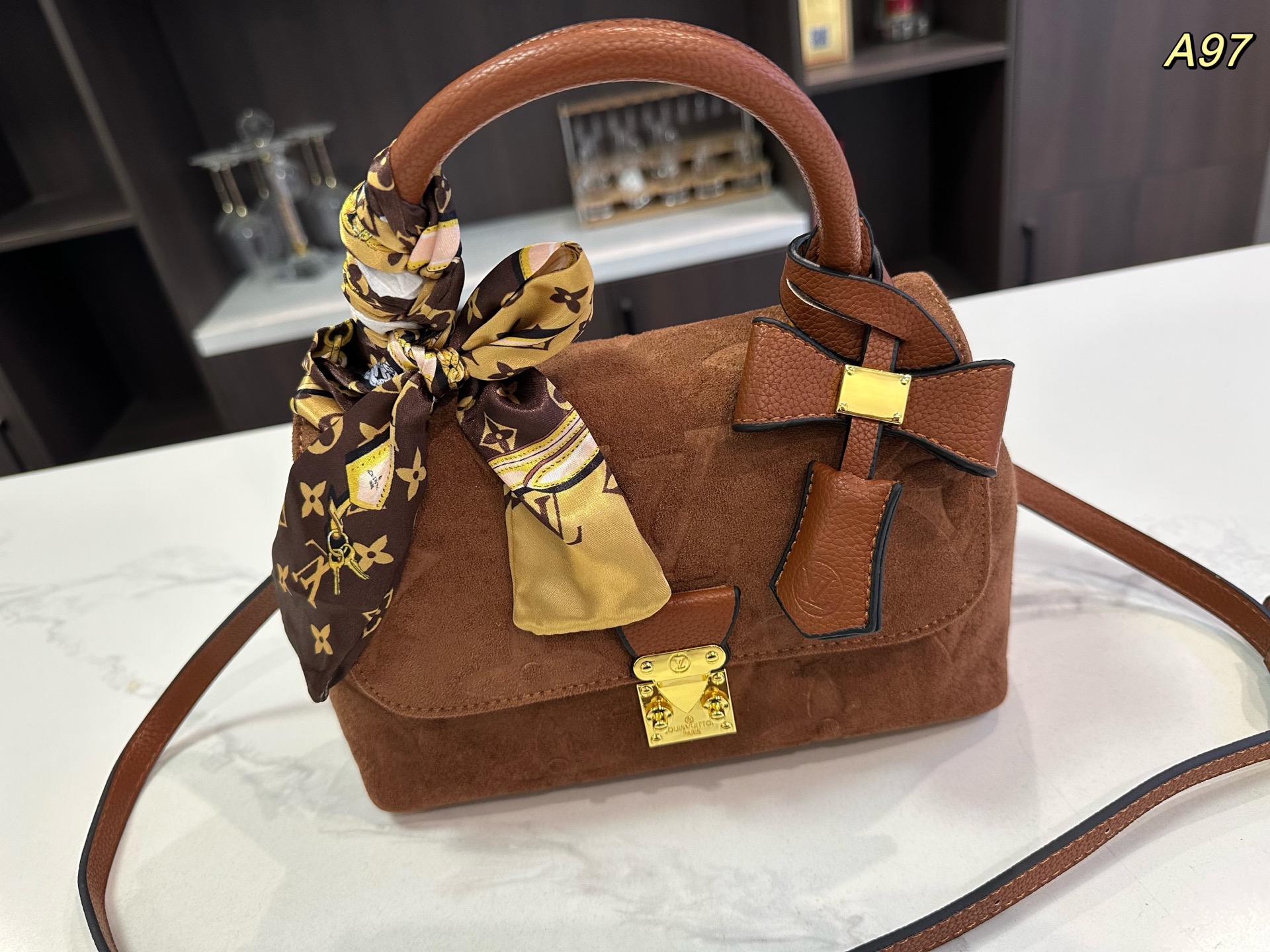 LV Madeleine BB suede handbag