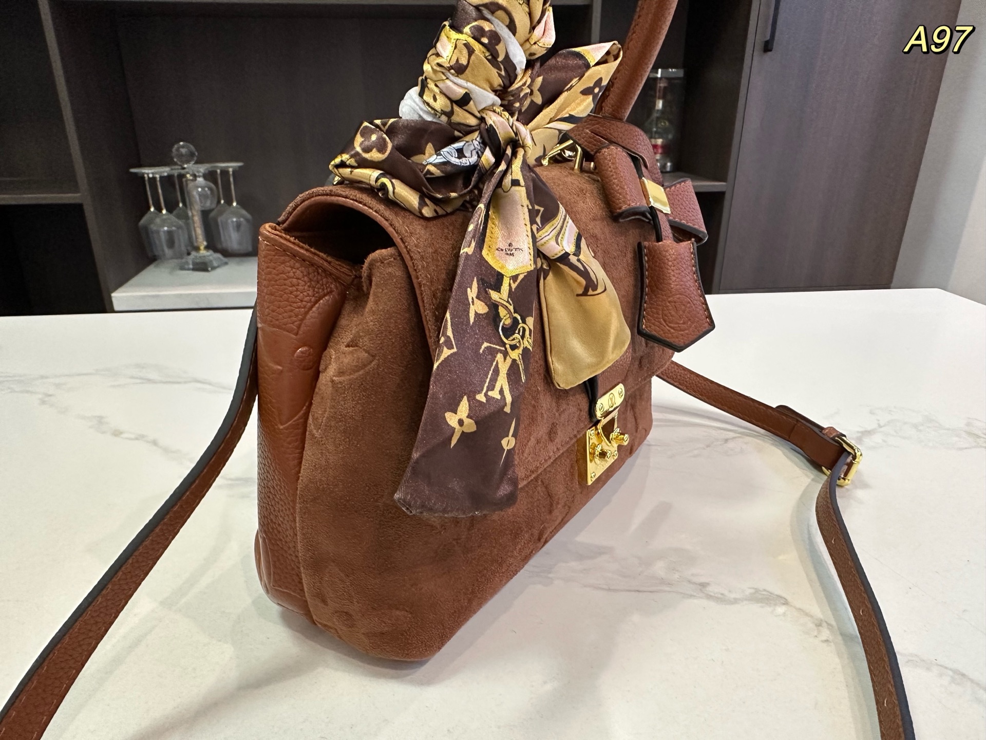 LV Madeleine BB suede handbag
