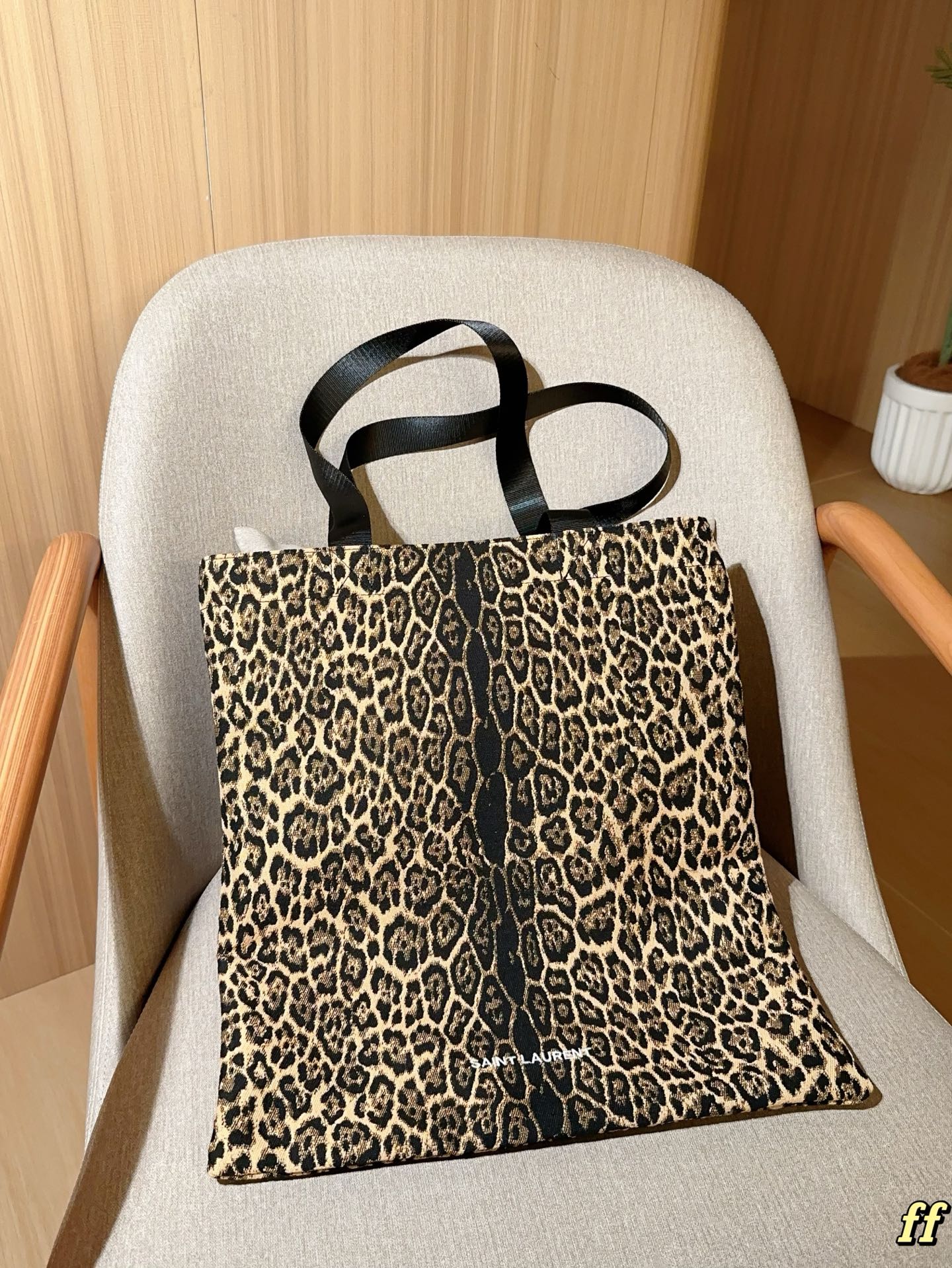 YSL Leopard-print canvas shopping bag