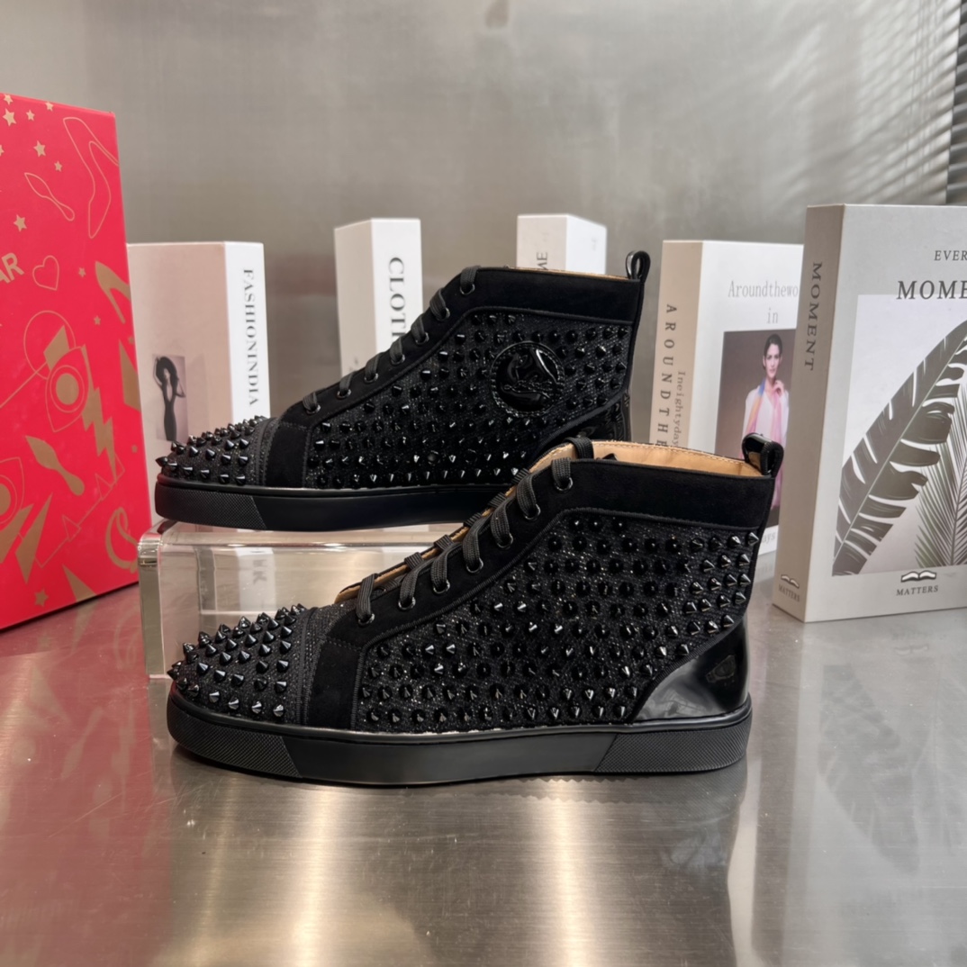 Christian Loubououtin High-top Solid-Color Multi-Color Striped Sneaker shoes