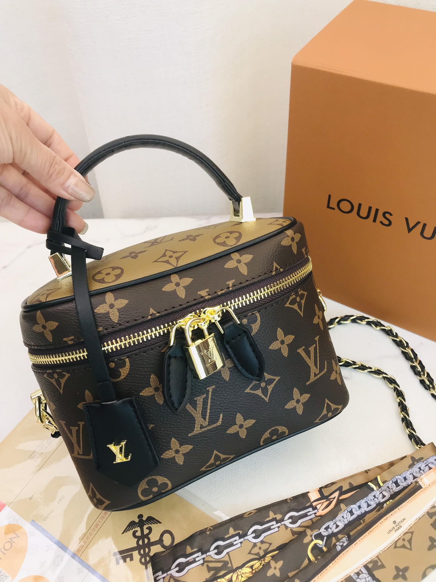 LV single-shoulder makeup bag