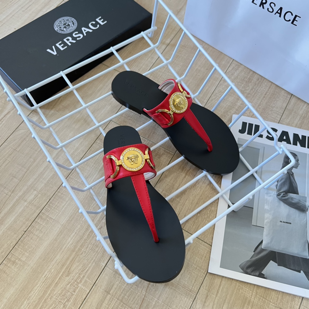 VERSACE Medusa Flat Ankle Strap Sandals