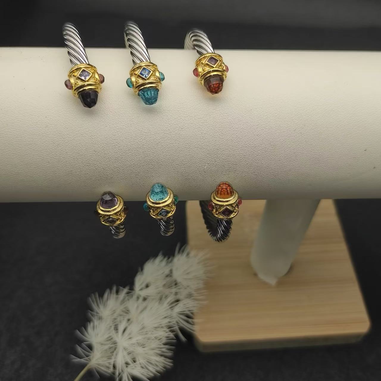 David Yurman 5MM gold head diamond bracelet