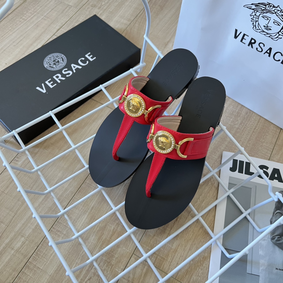 VERSACE Medusa Flat Ankle Strap Sandals