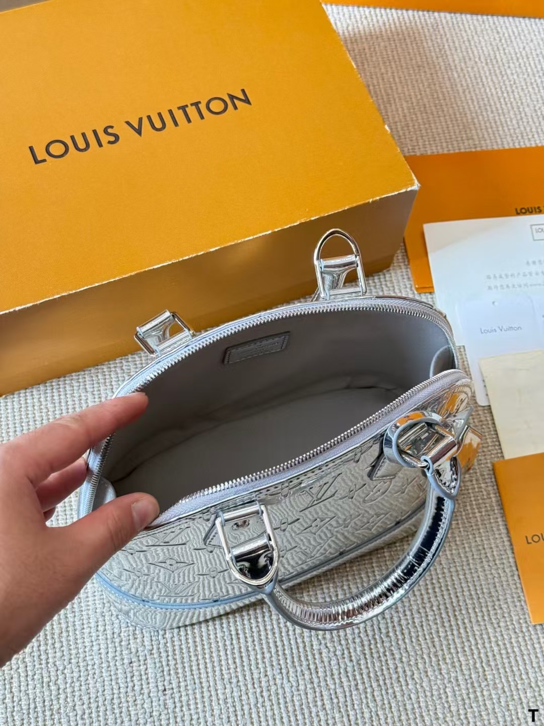 LV Alma BB silver handbag classic Monogram pattern