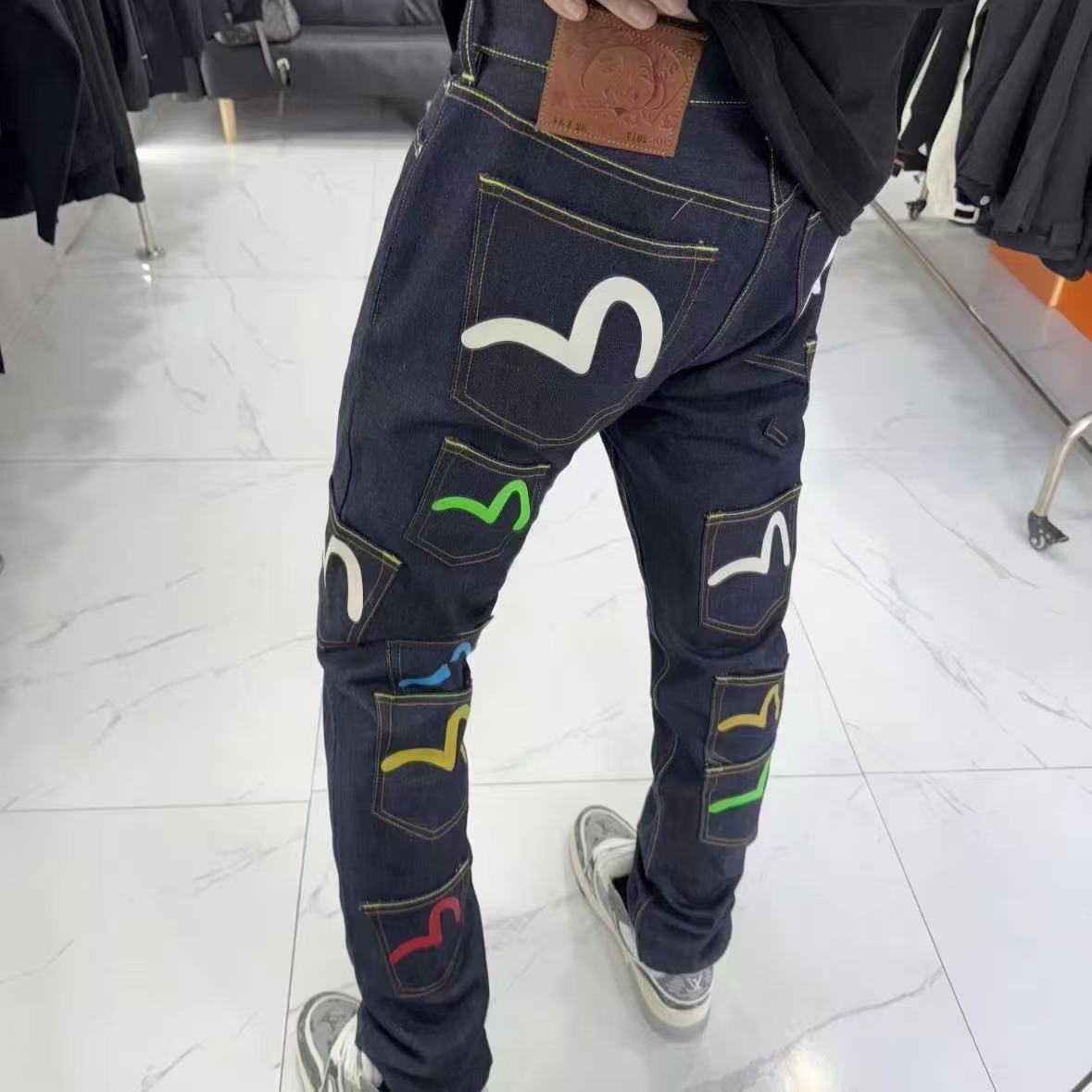 Evisu multi-pocket printed jeans