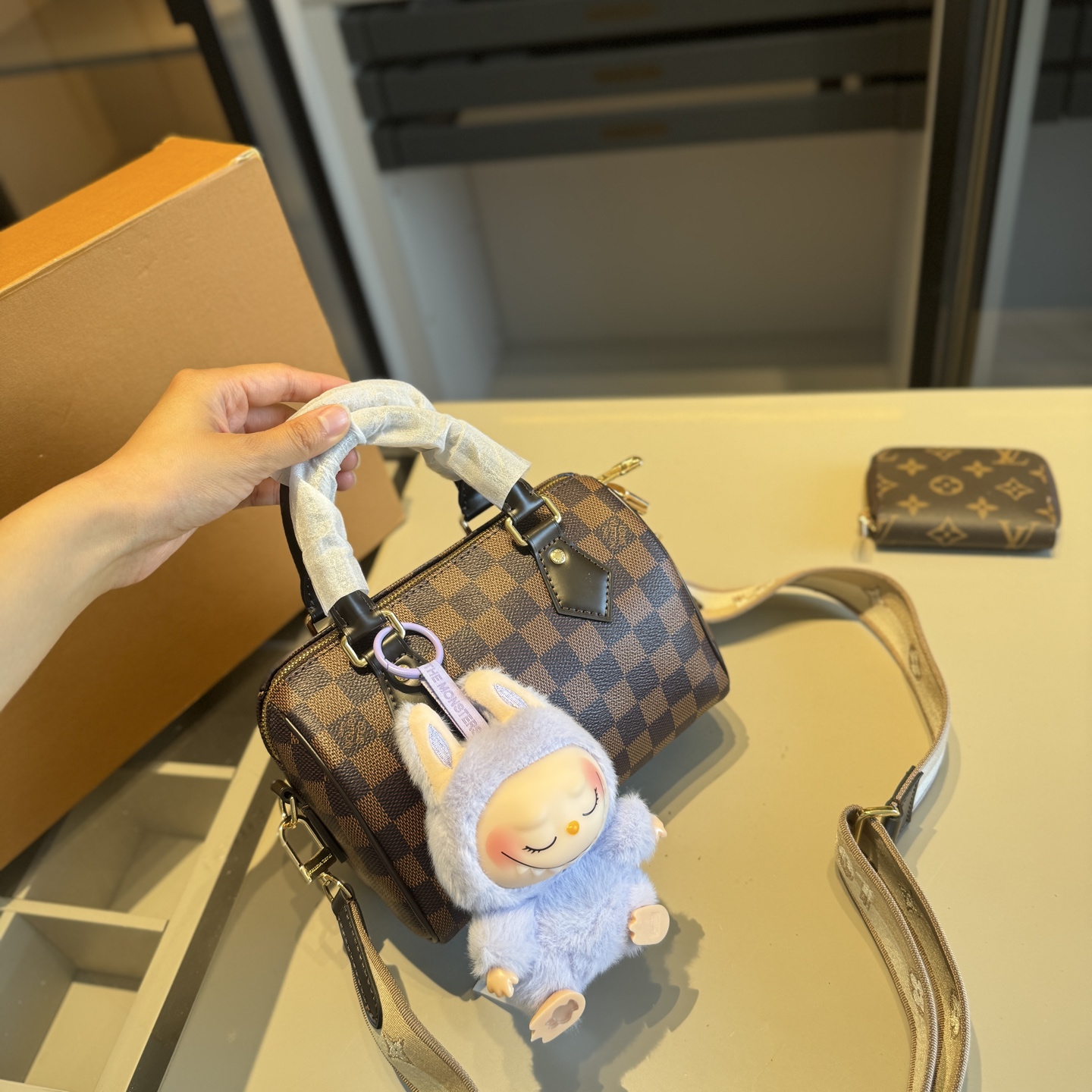 LV Gift Set (speedy bag+ labubu pendant + wallet)
