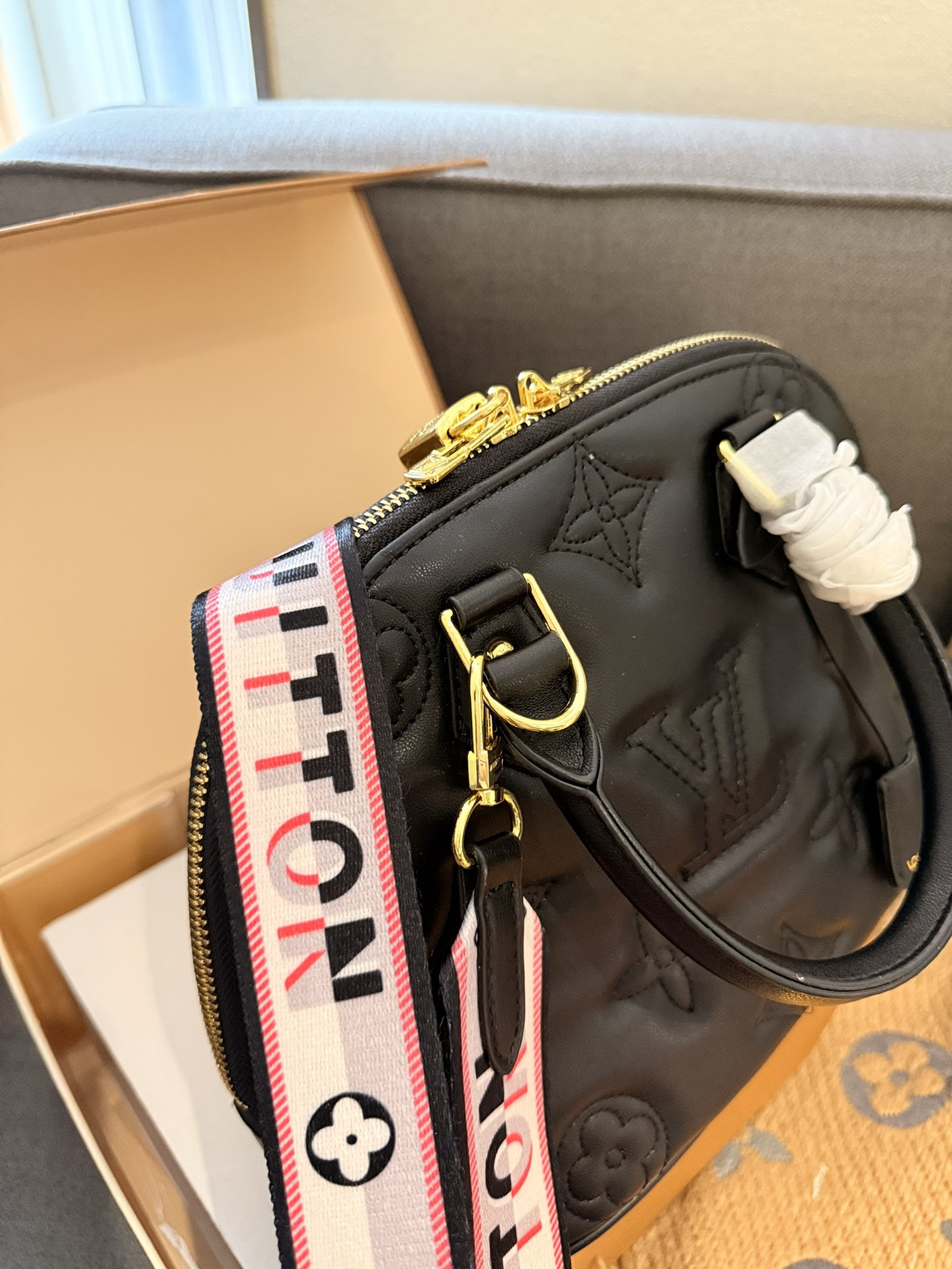 LV alma bb bubblegram shoulder bag