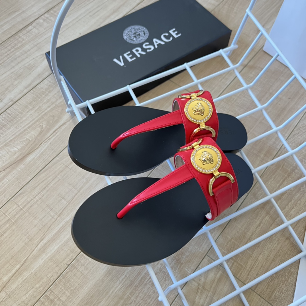 VERSACE Medusa Flat Ankle Strap Sandals