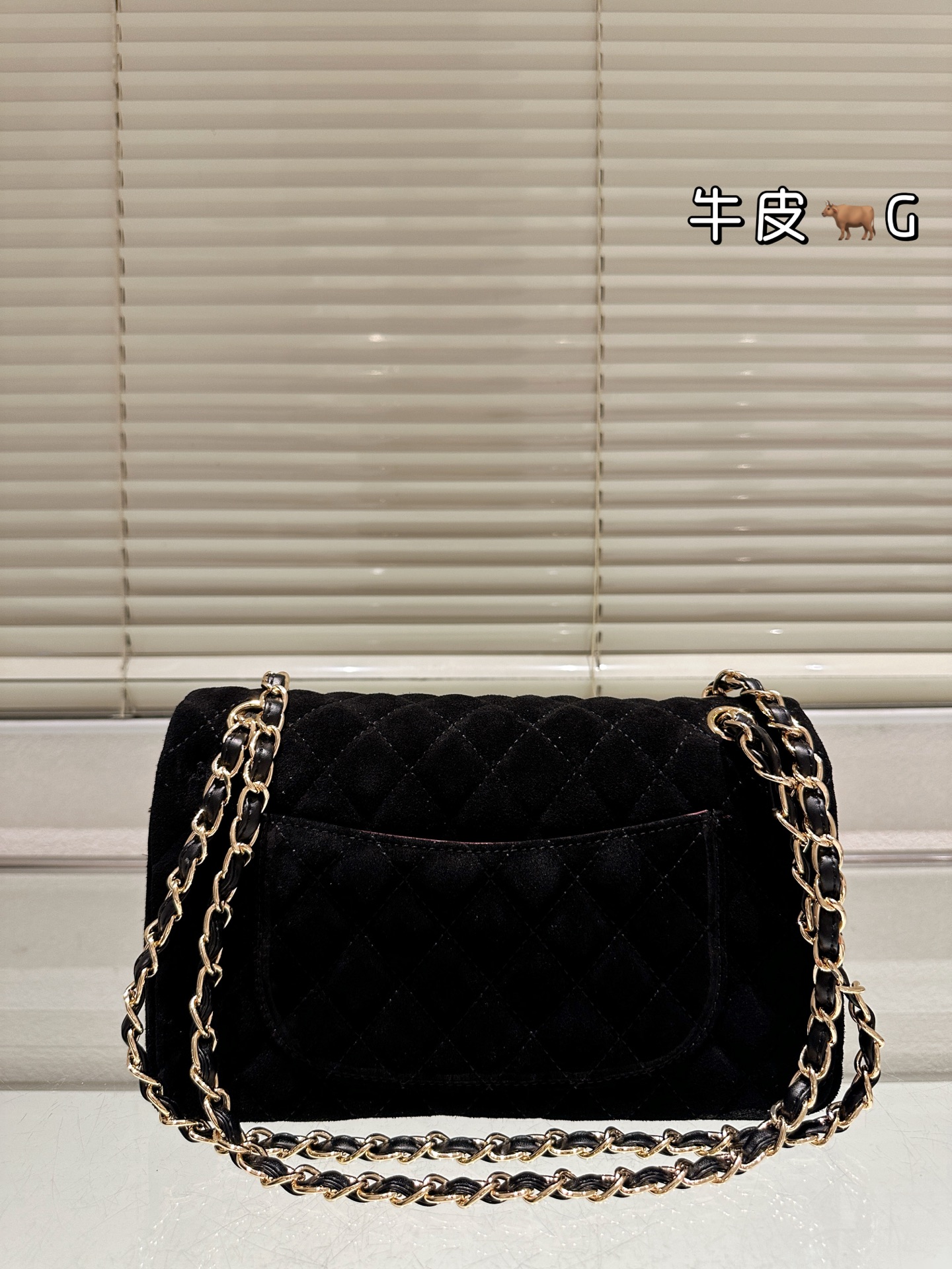 CHANEL Leather Fur CF Metal Handle shoulder bag