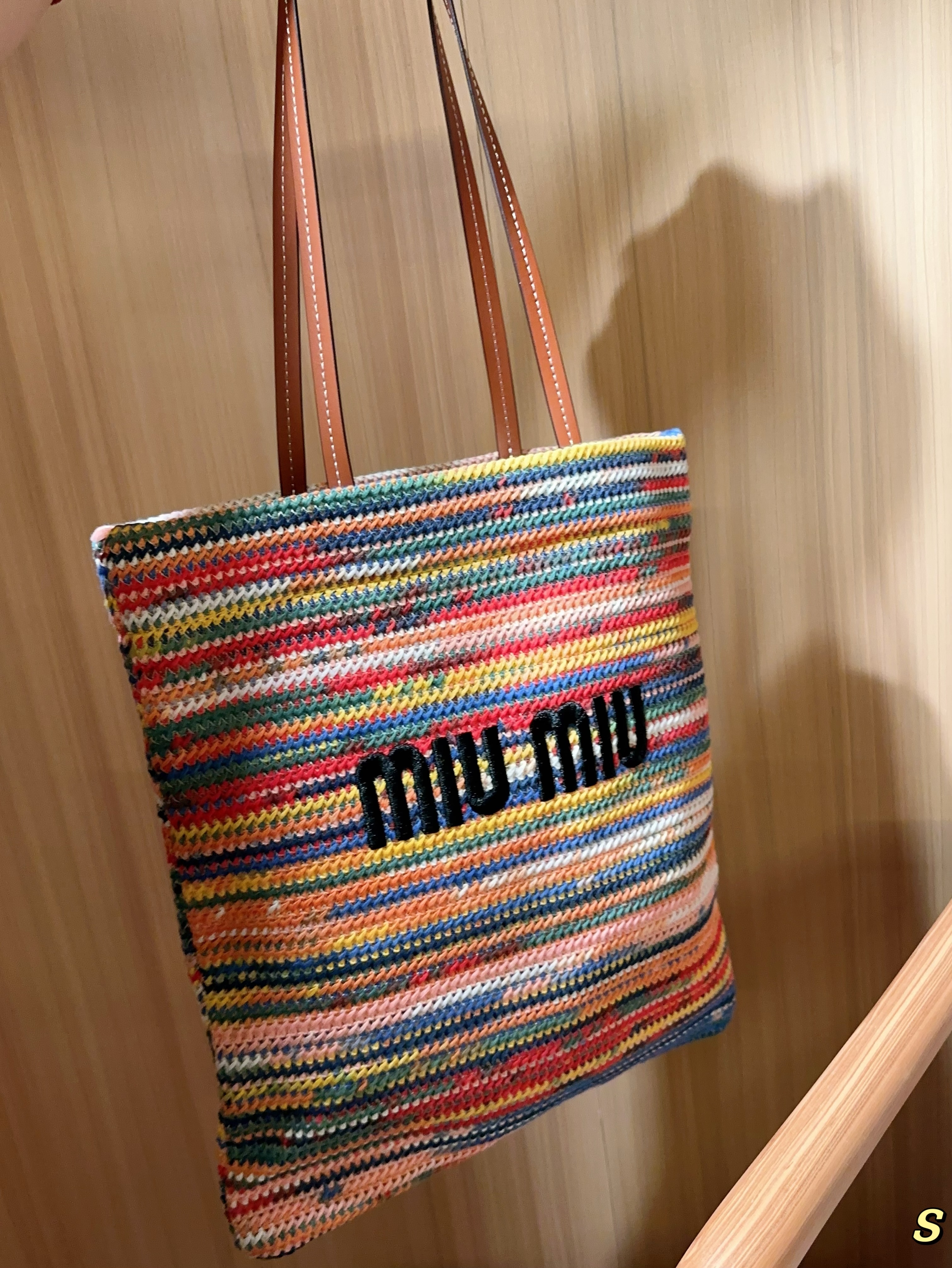 Miumiu striped tote bag