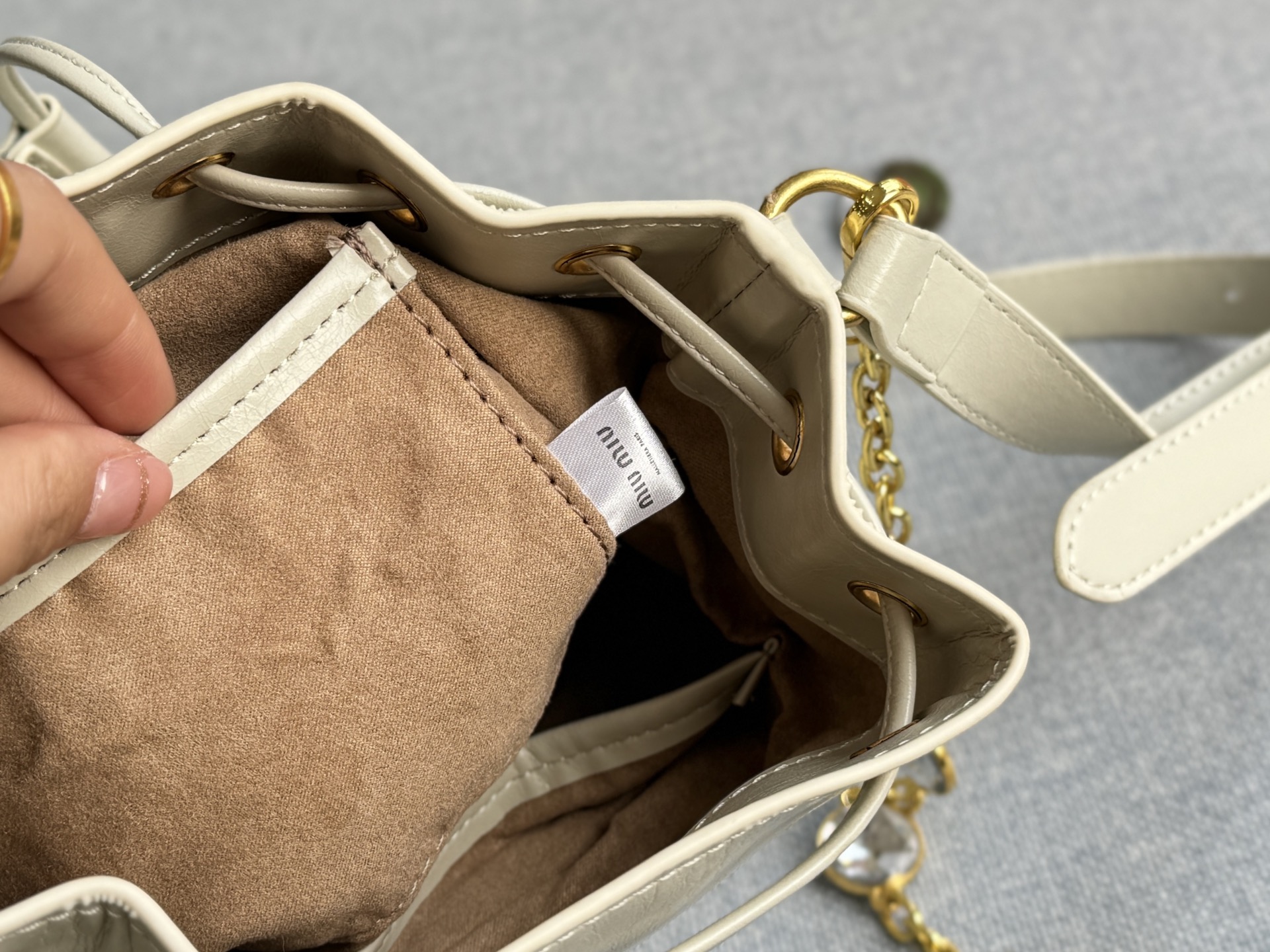 MIU MIU water drill chain bucket bag