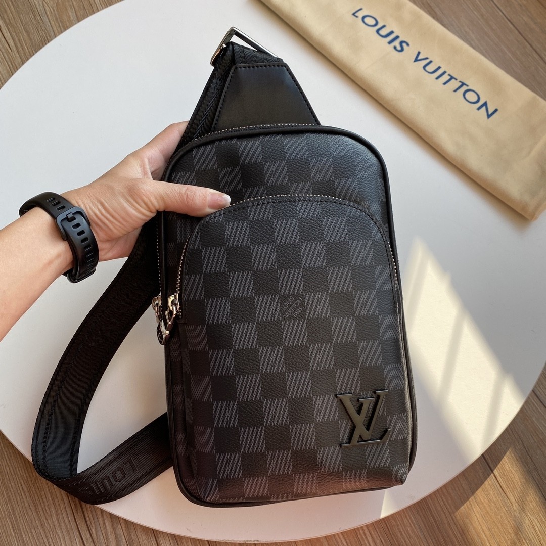 Top version LV monogram shoulder Backpack genuine leather men's bag
