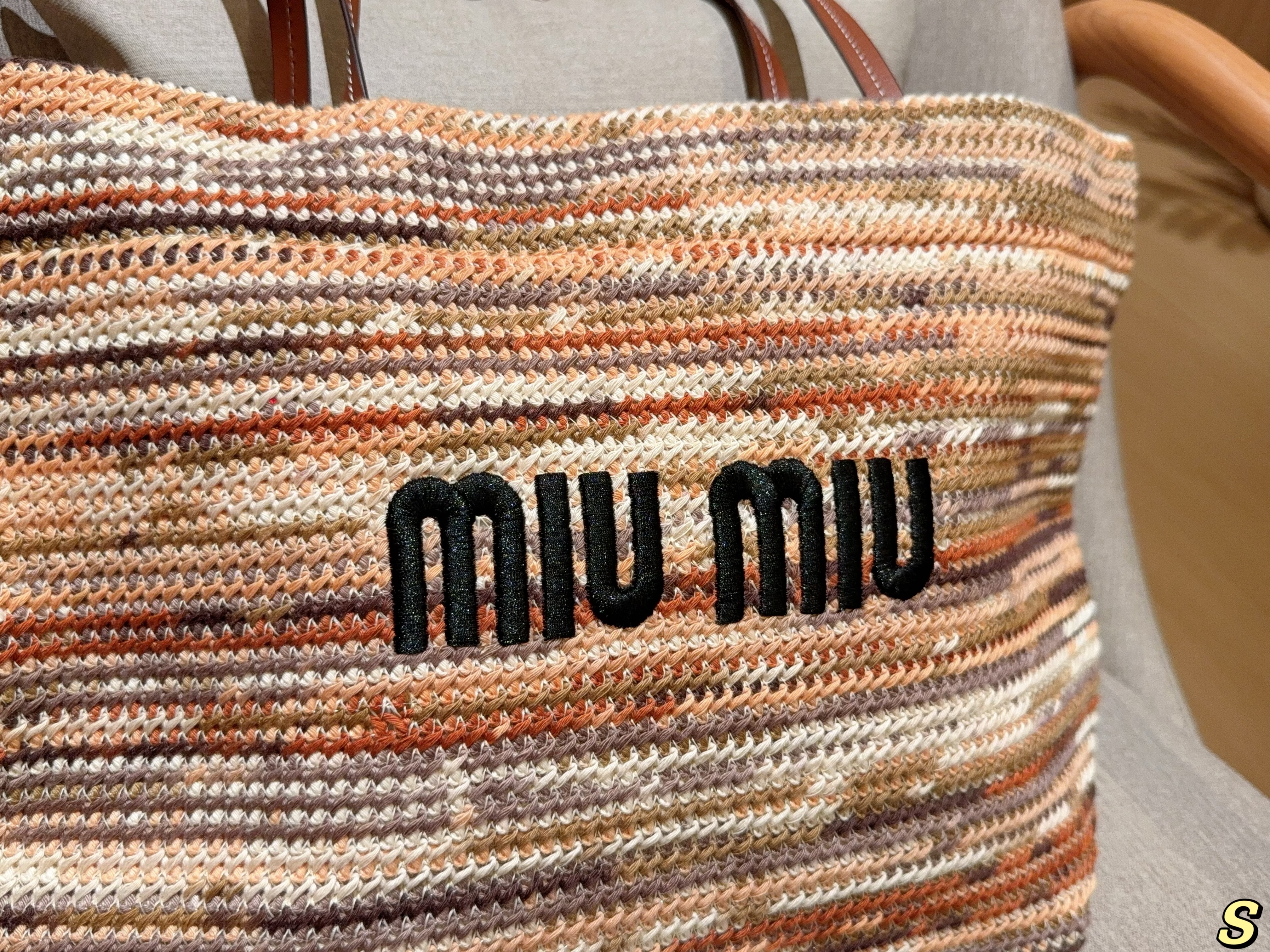 Miumiu woven rainbow tote bag