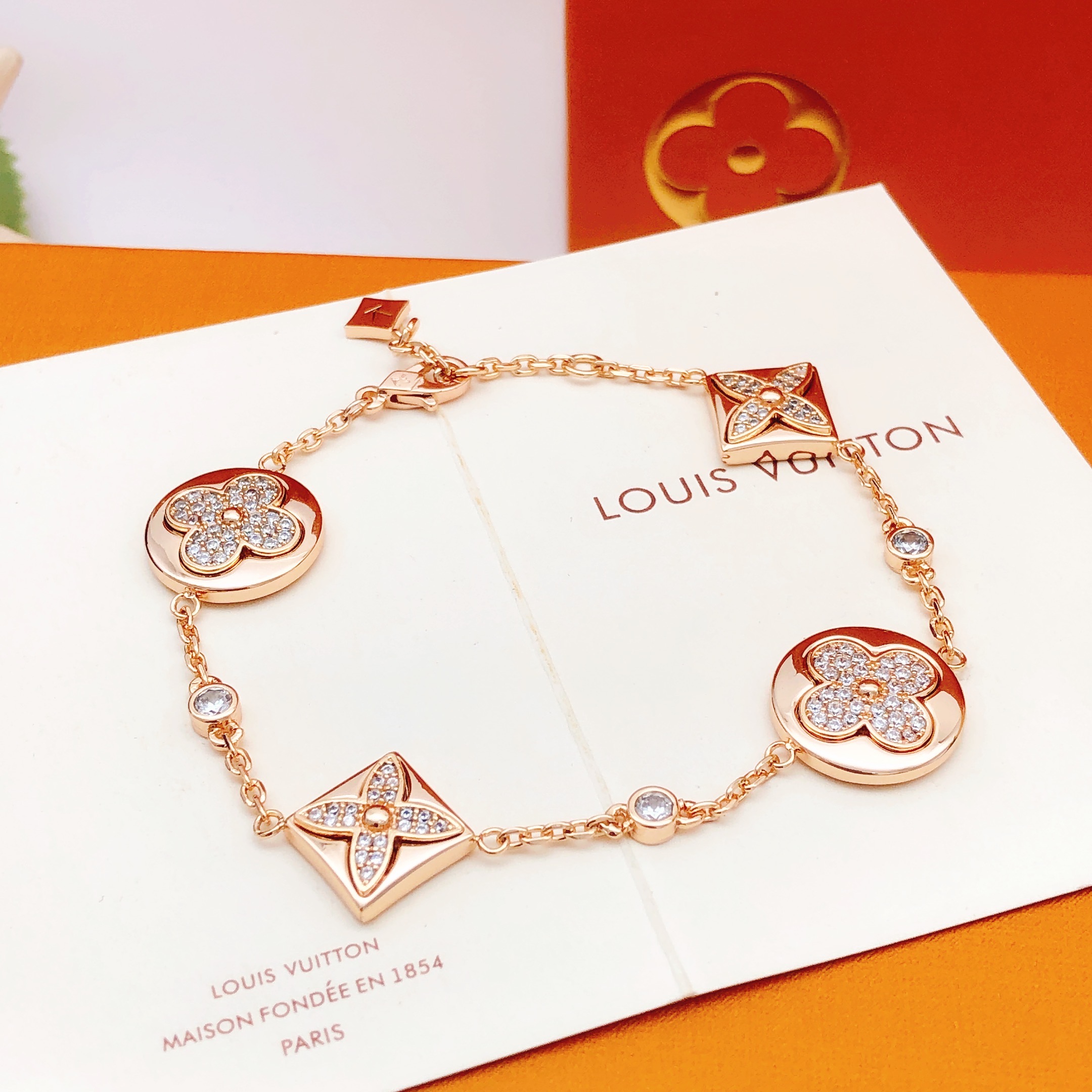 LV diamond-encrusted flower bracelet