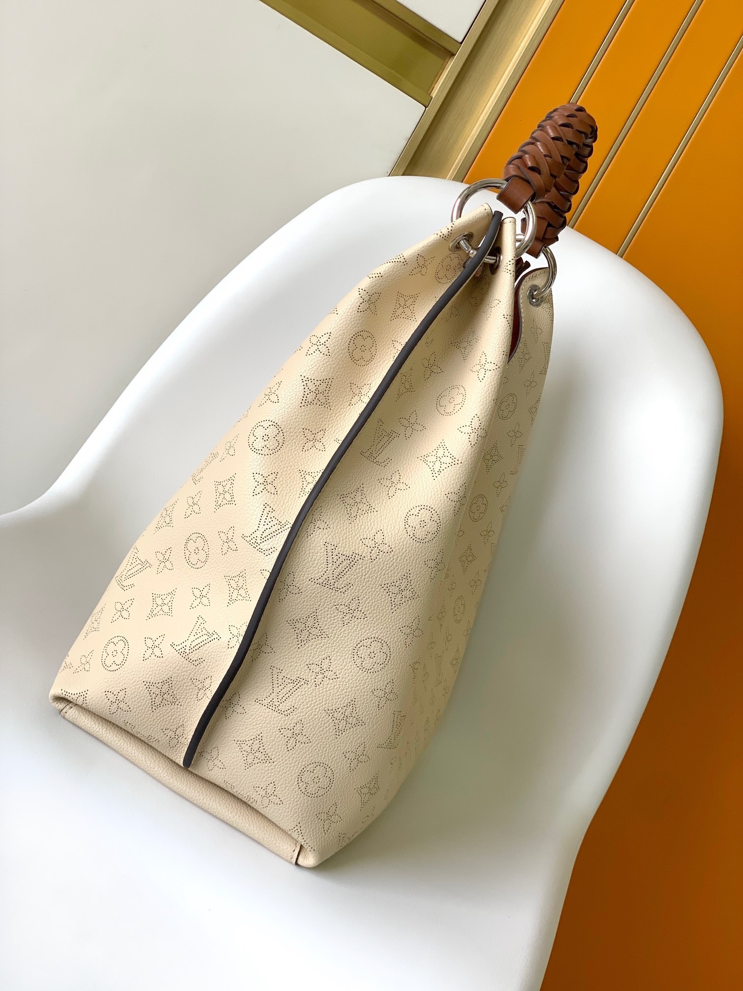 Top version LV carmel taurillon cowhide leather handbag