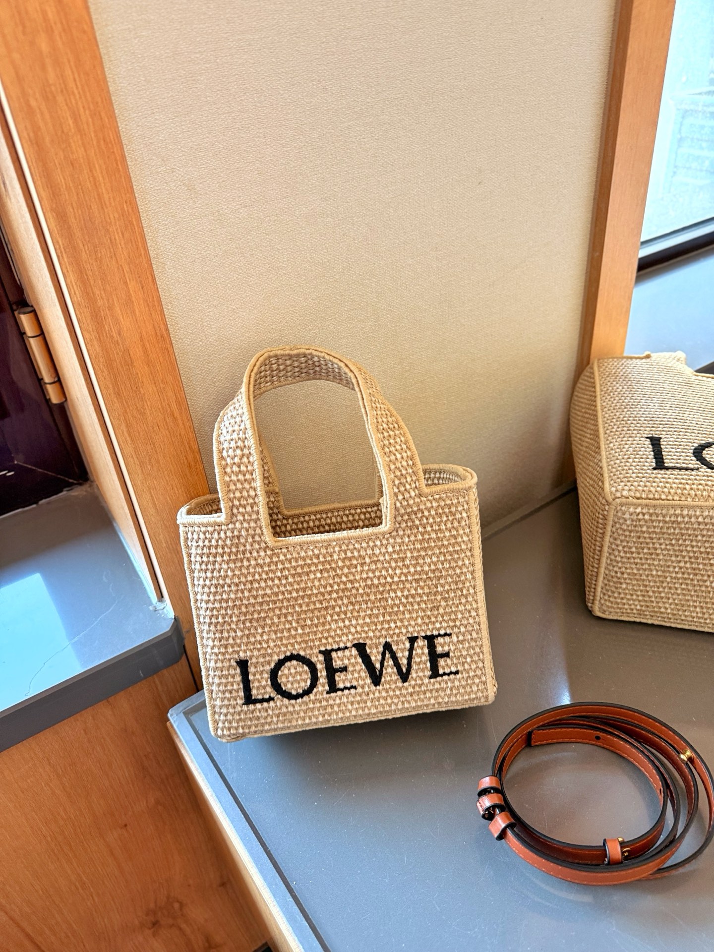 Loewe Anagram Basket  bag Embroidered Woven Shopping Bag