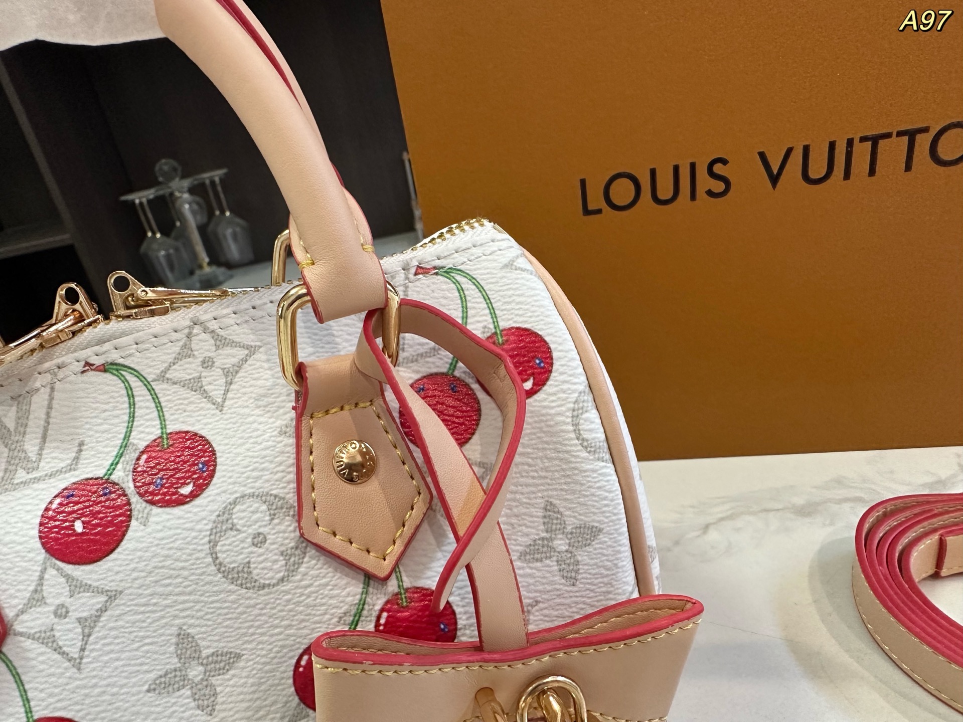 LV speedy Boston cherry series pillow bag