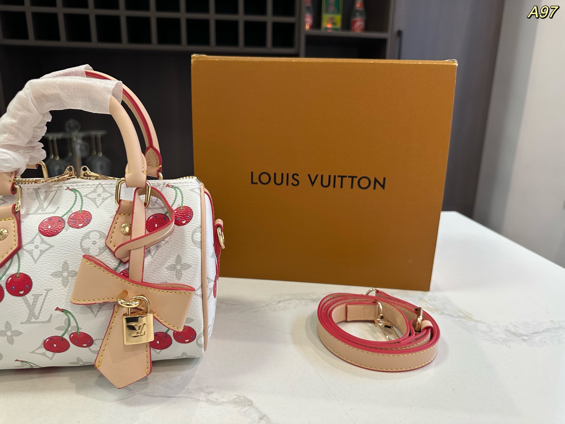 LV speedy Boston cherry series pillow bag