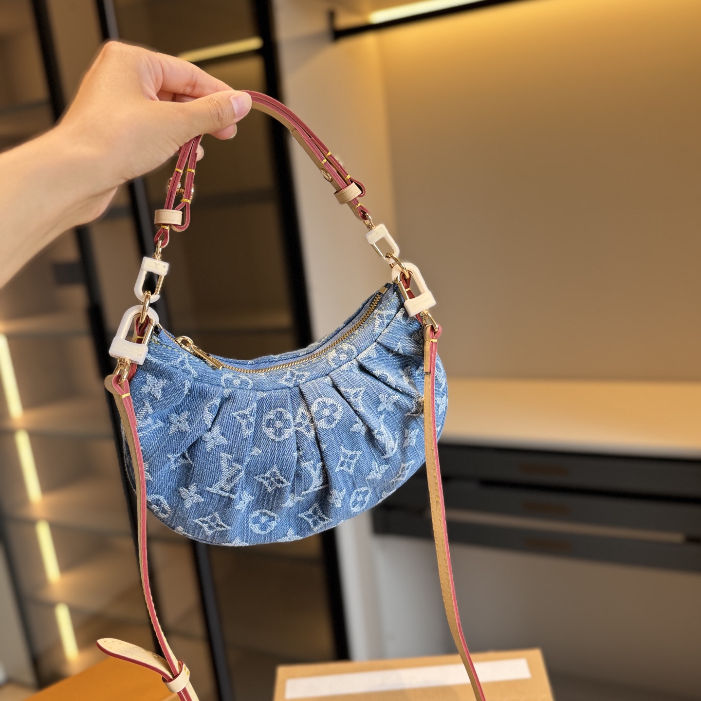 LV mini denim bag