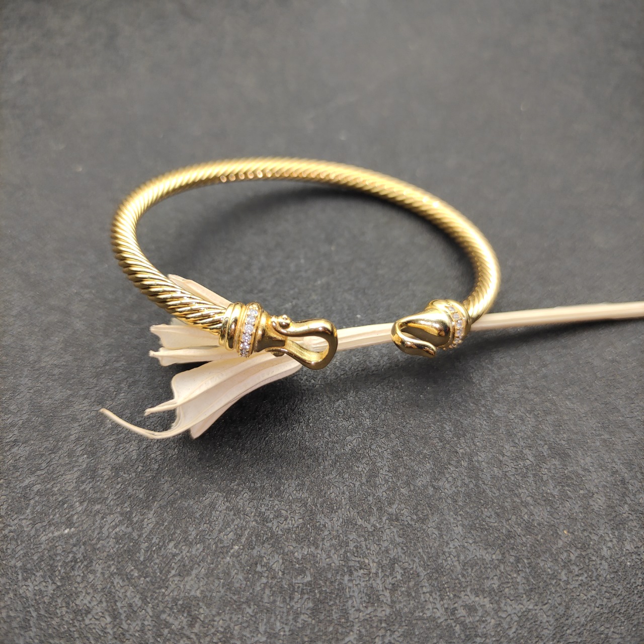 David Yurman  gold-tone diamond hook bracelet