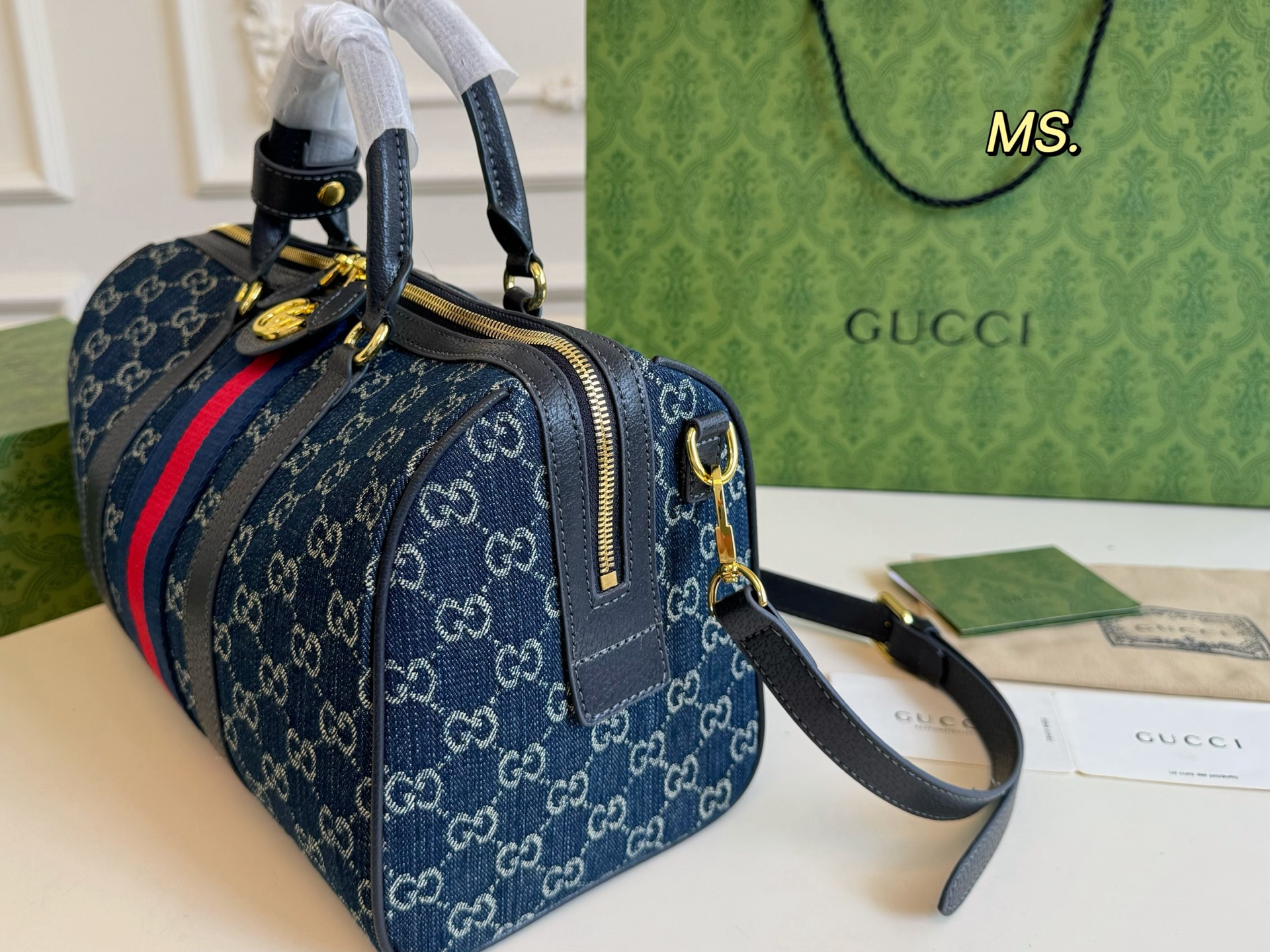 Gucci Denim Boston Pillow Bag