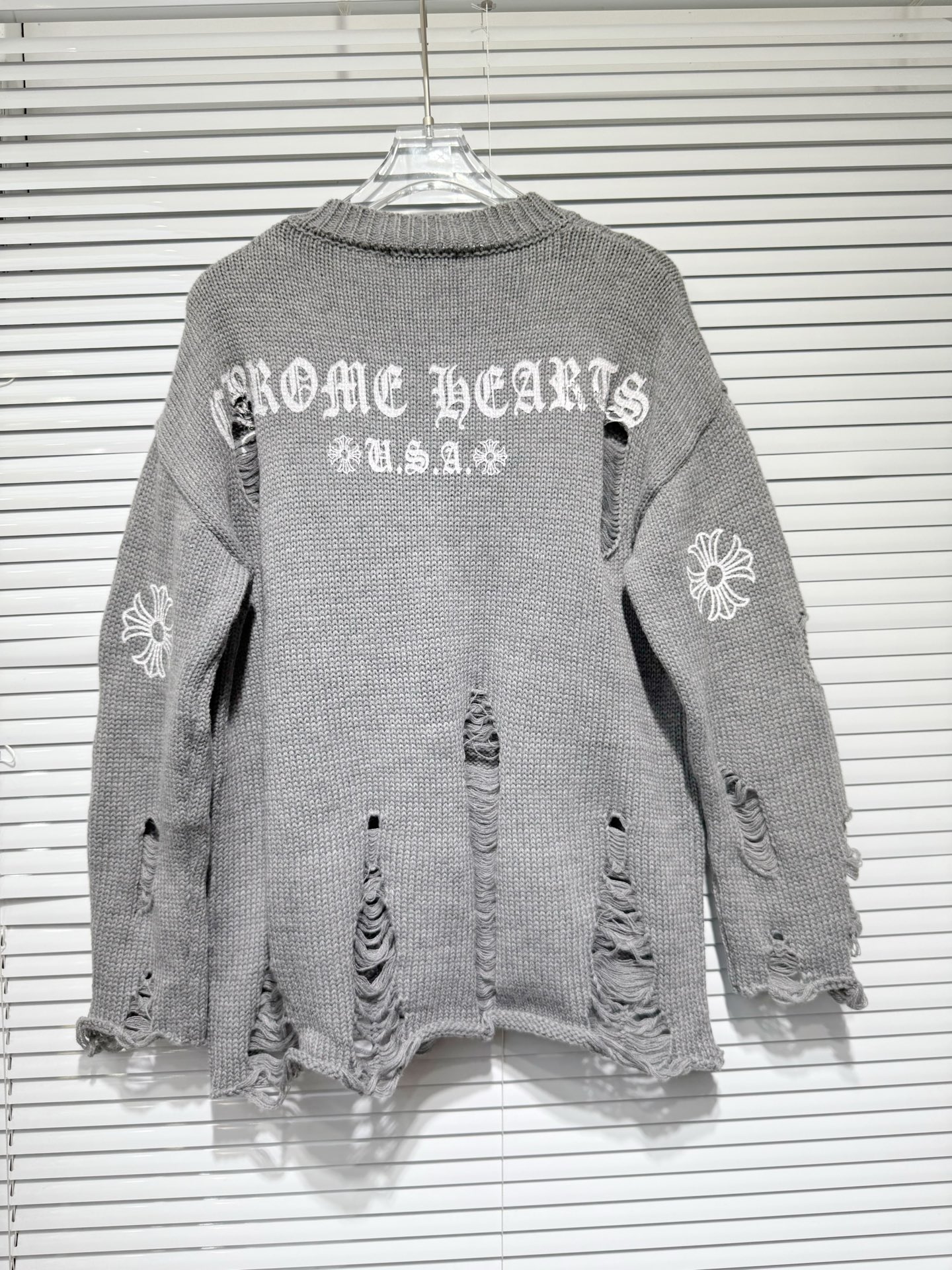 Chrome Hearts CH Thick-stitch Knitted Loose-Fitting Holey Sweater