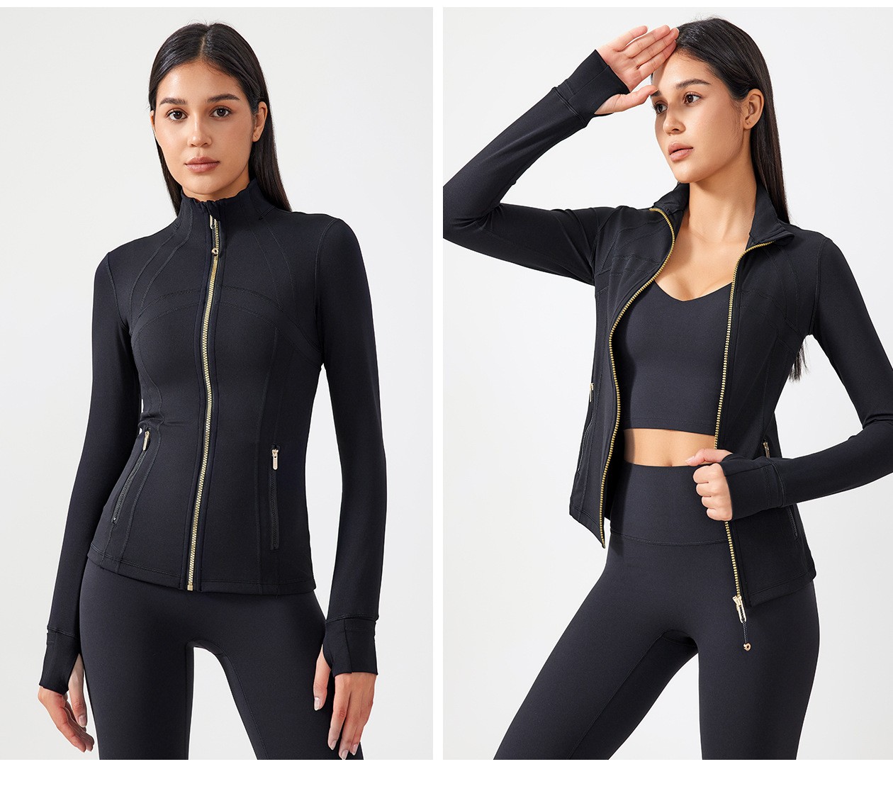 lululemon Nylon coat with zipper and long sleeves jacket