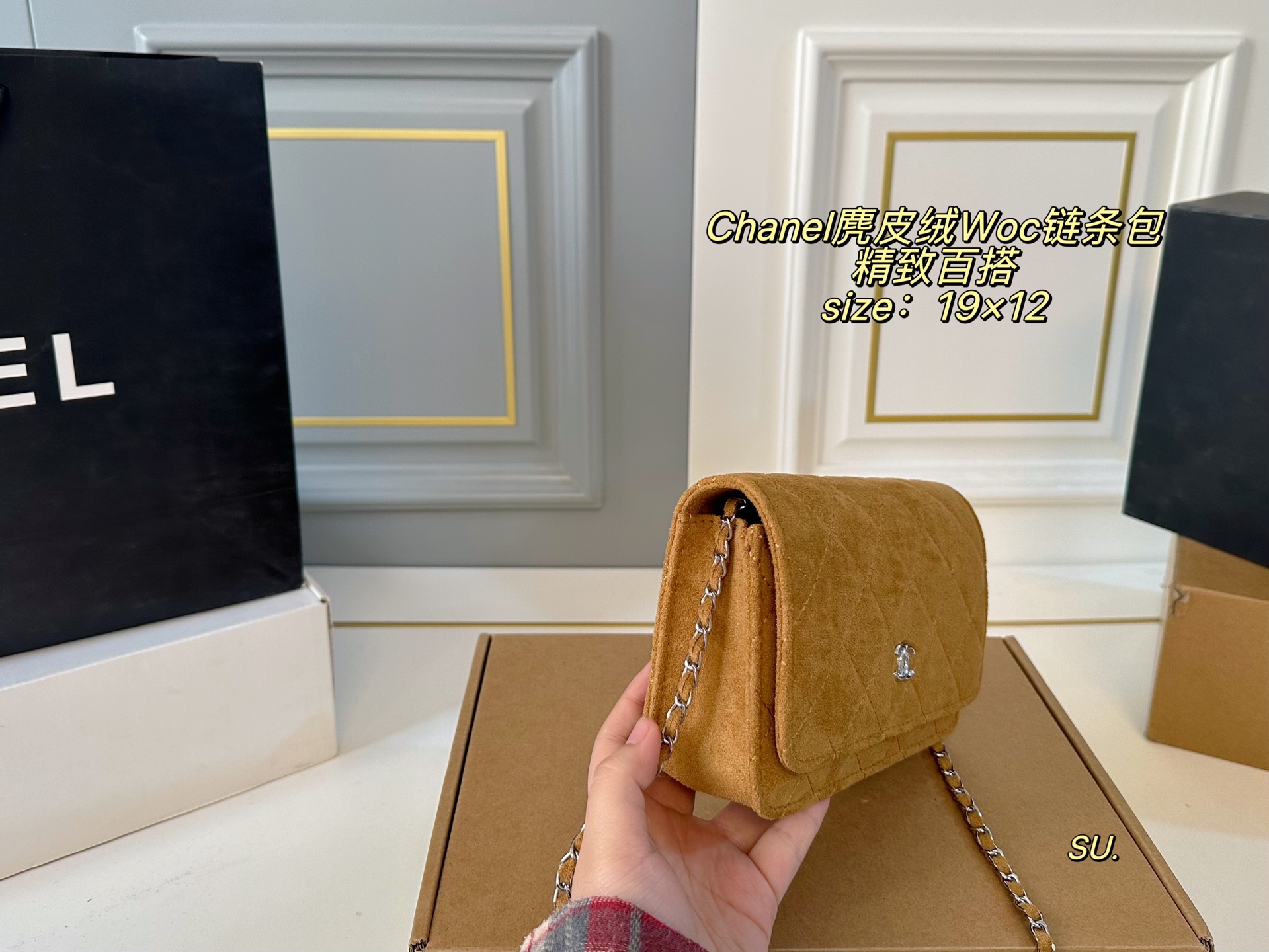CHANEL Suede WOC Chain shoulder Bag