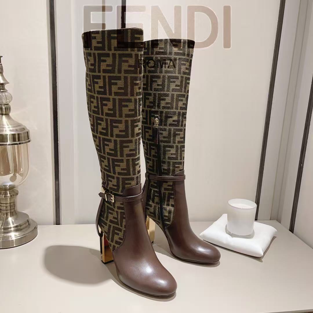 Fendi Delfina leather high-heeled boots