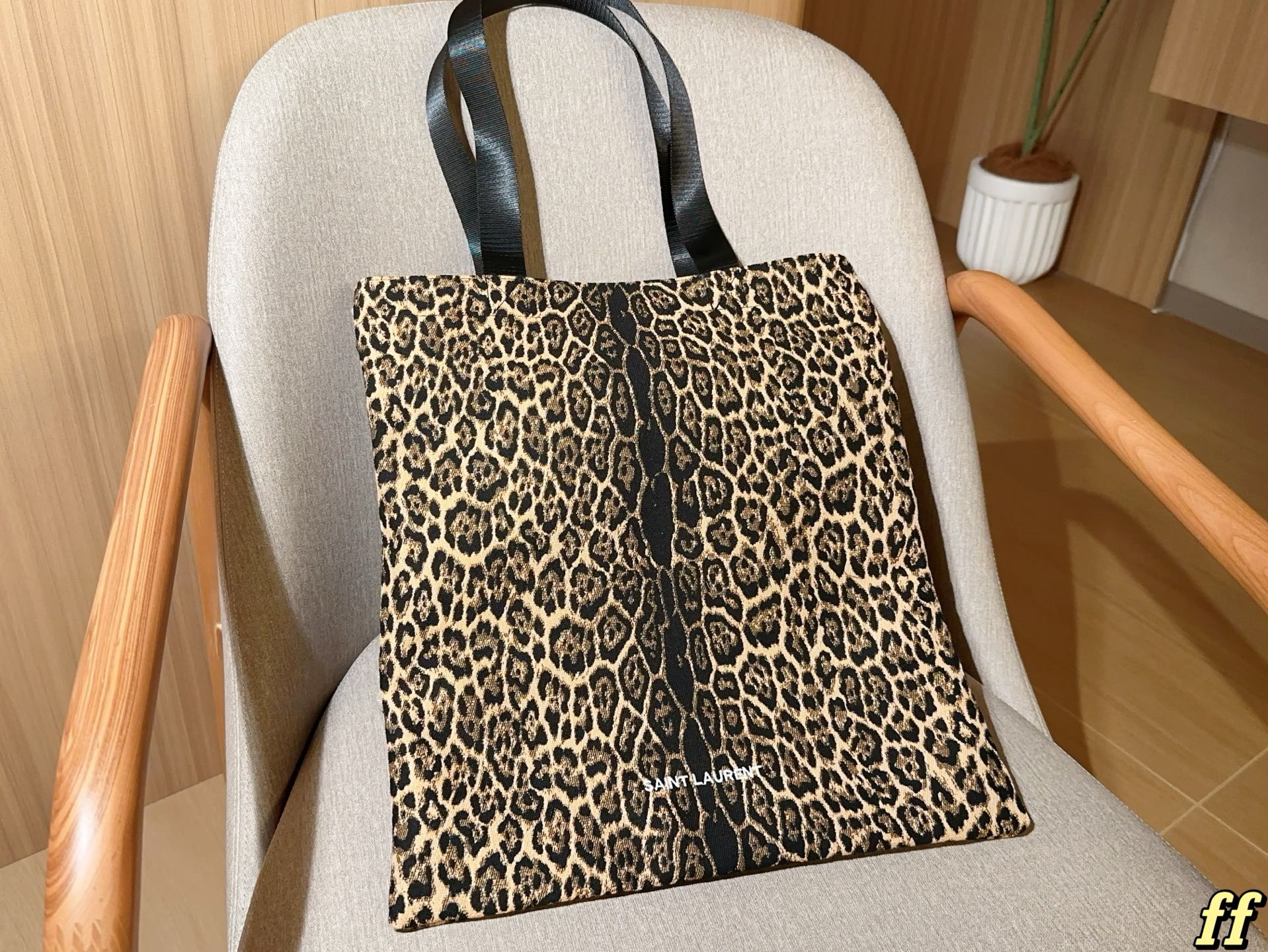 YSL Leopard-print canvas shopping bag