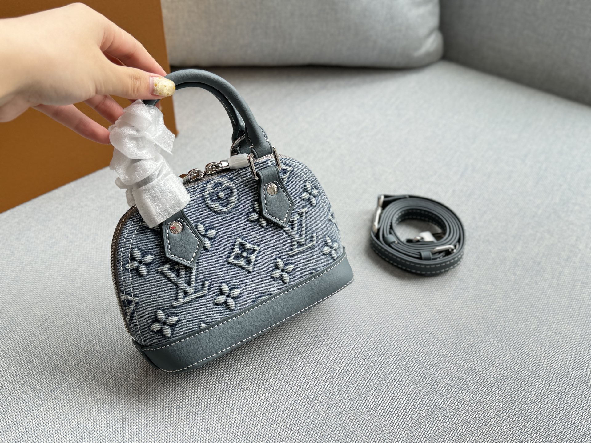 LV Alma BB Denim Shell Bag
