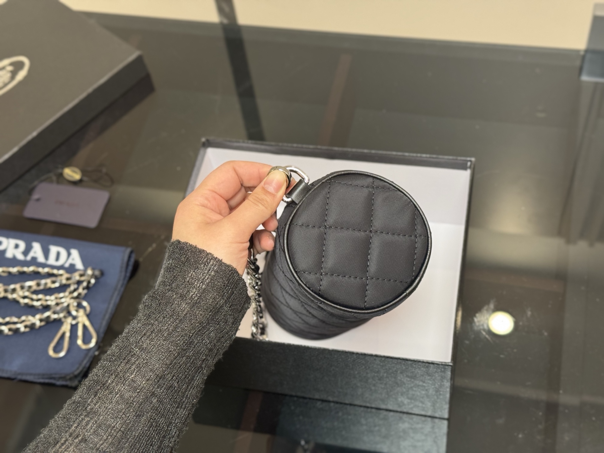 Prada 25ss round barrel bag