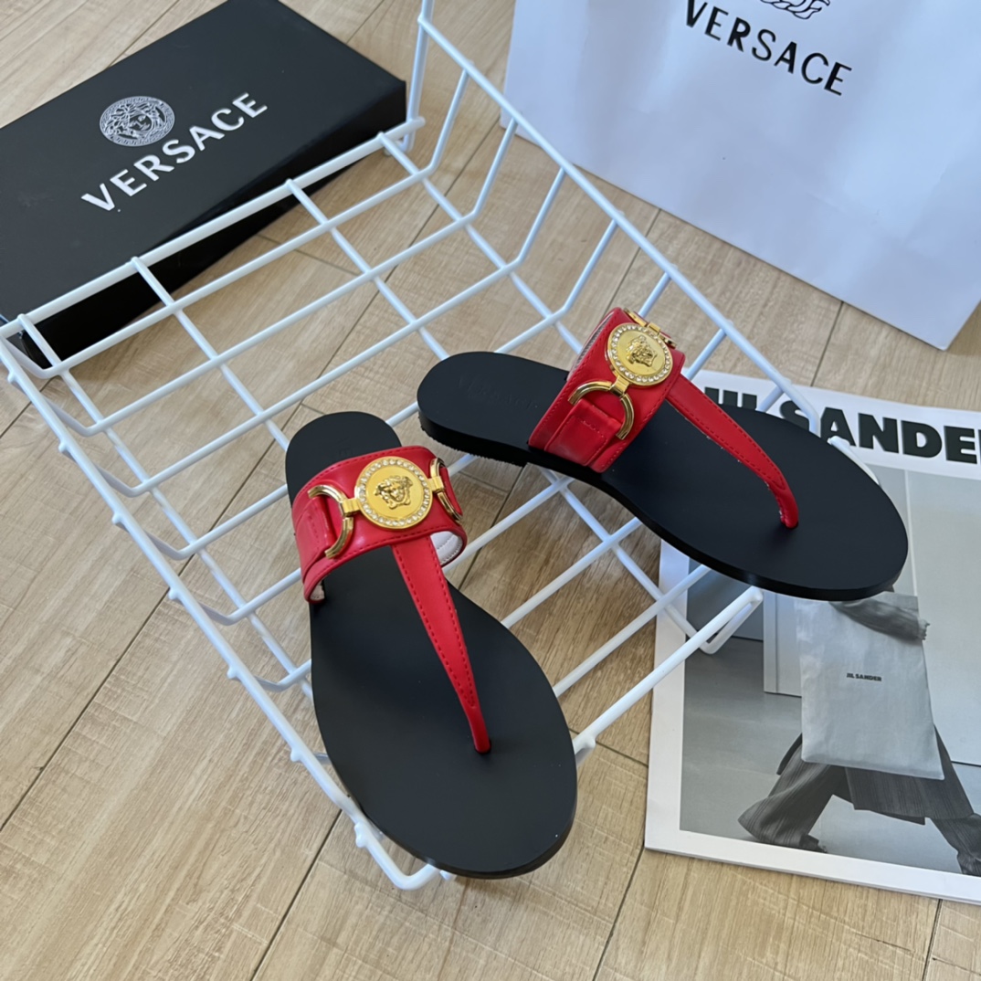 VERSACE Medusa Flat Ankle Strap Sandals
