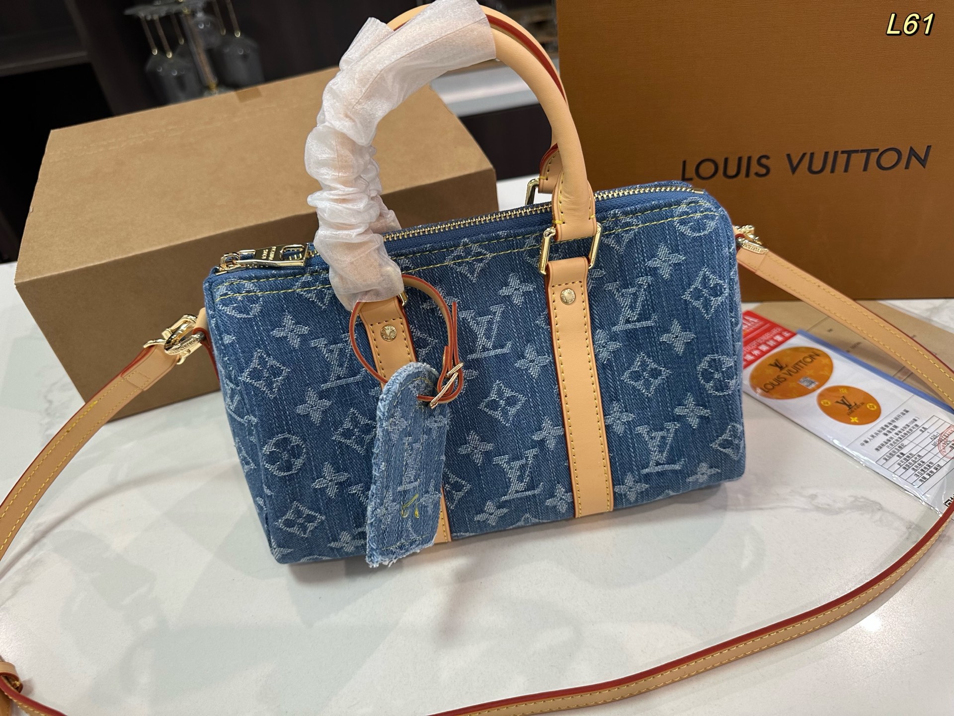 LV catwalk denim pillow bag nano keepall bag