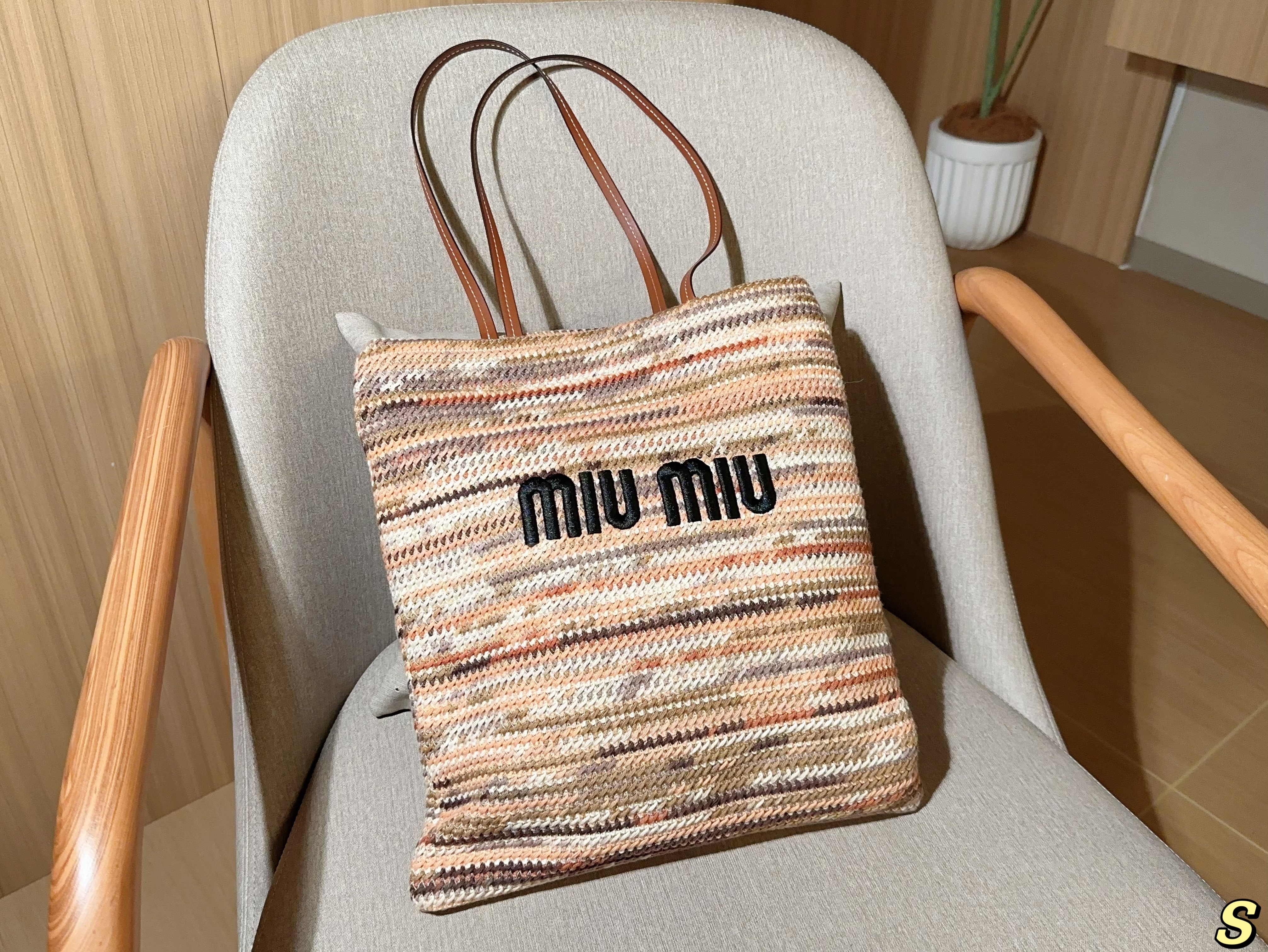 Miumiu striped tote bag