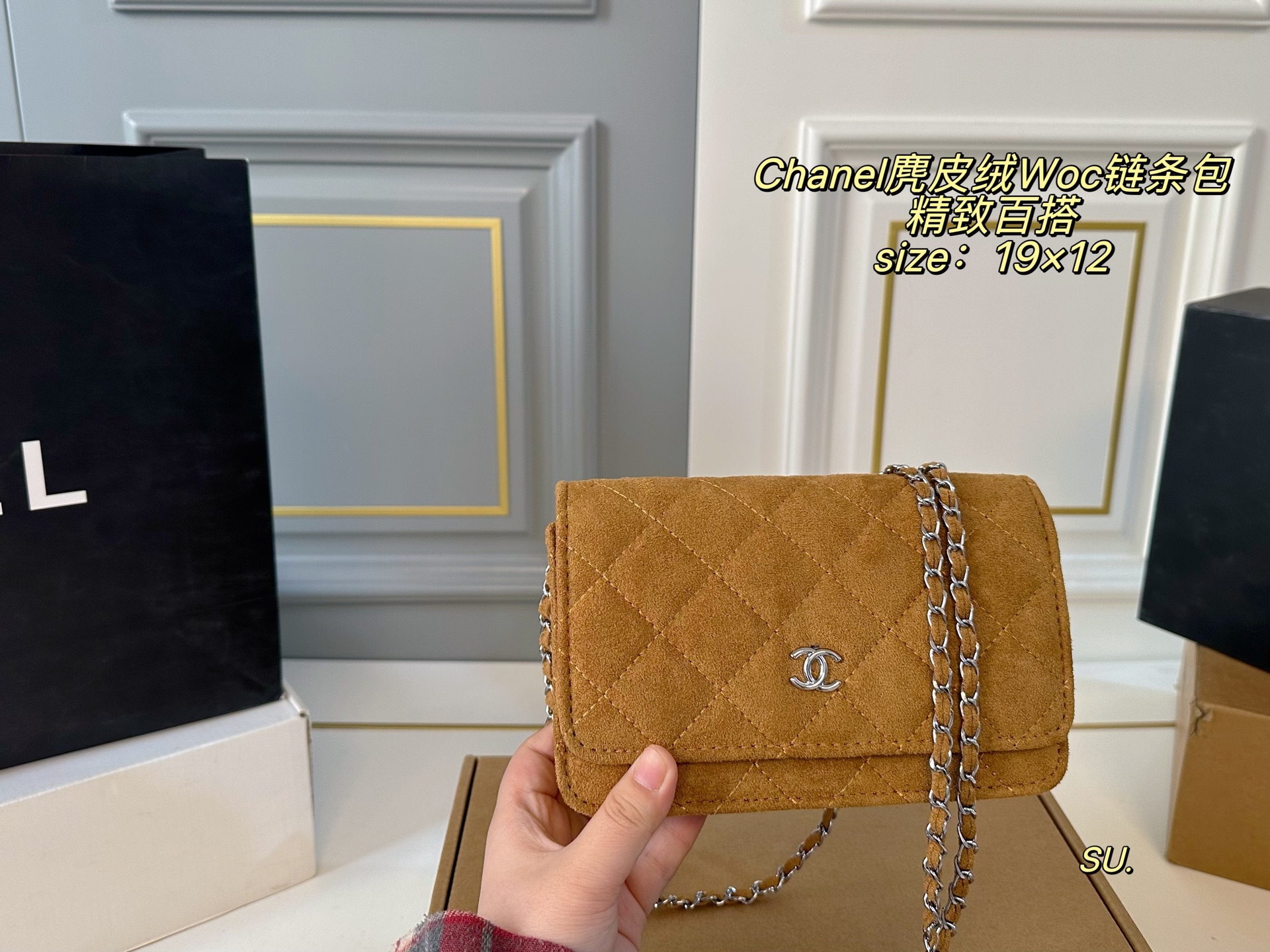 CHANEL Suede WOC Chain shoulder Bag