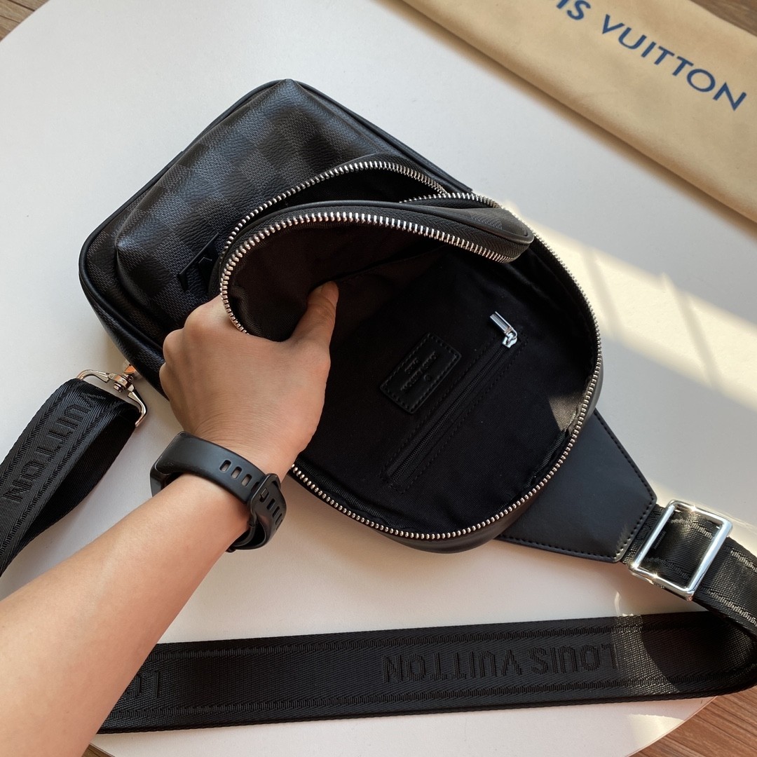 Top version LV monogram shoulder Backpack genuine leather men's bag