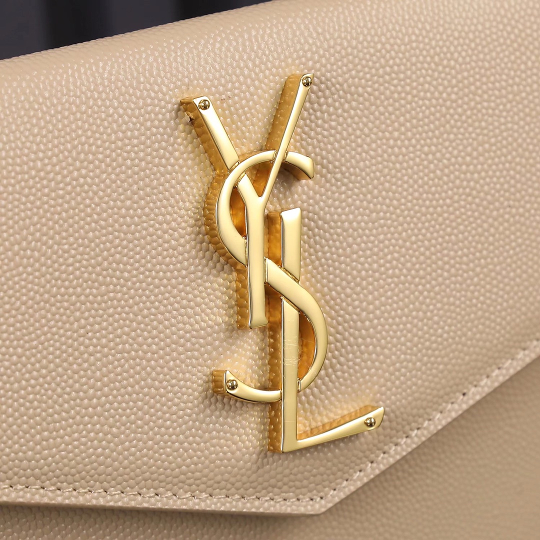 YSL Uptown Clutch Classic metal logo bag