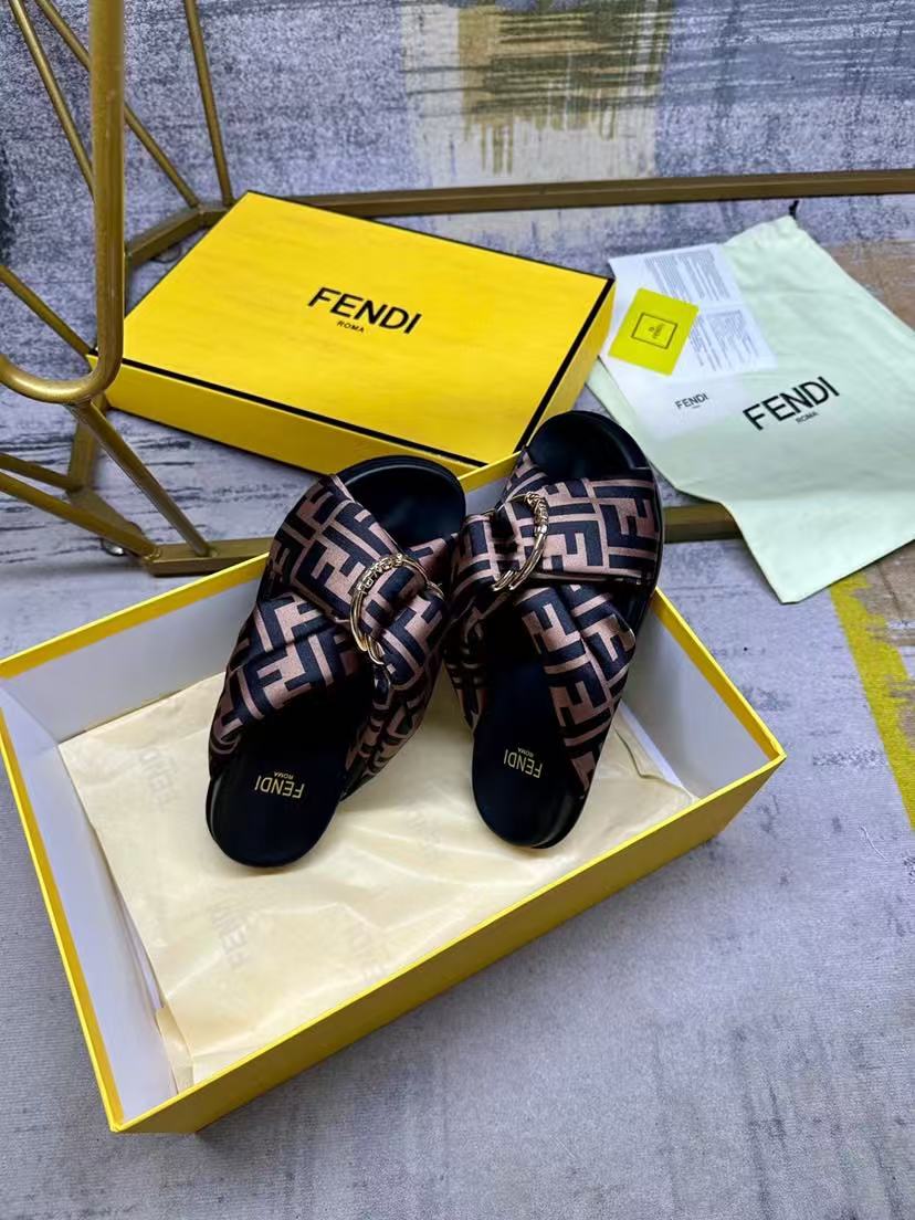 Fendi silk slippers