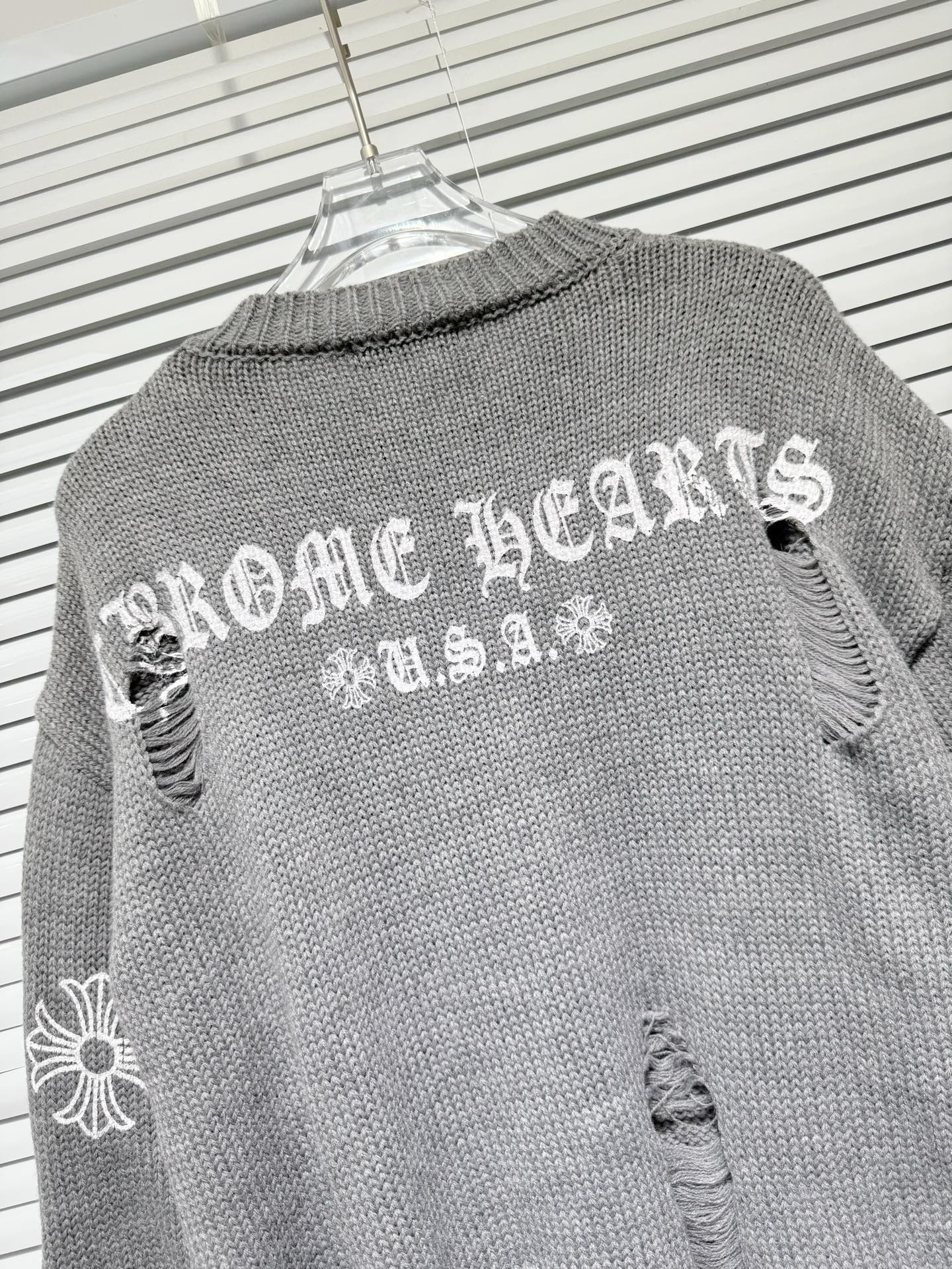 Chrome Hearts CH Thick-stitch Knitted Loose-Fitting Holey Sweater
