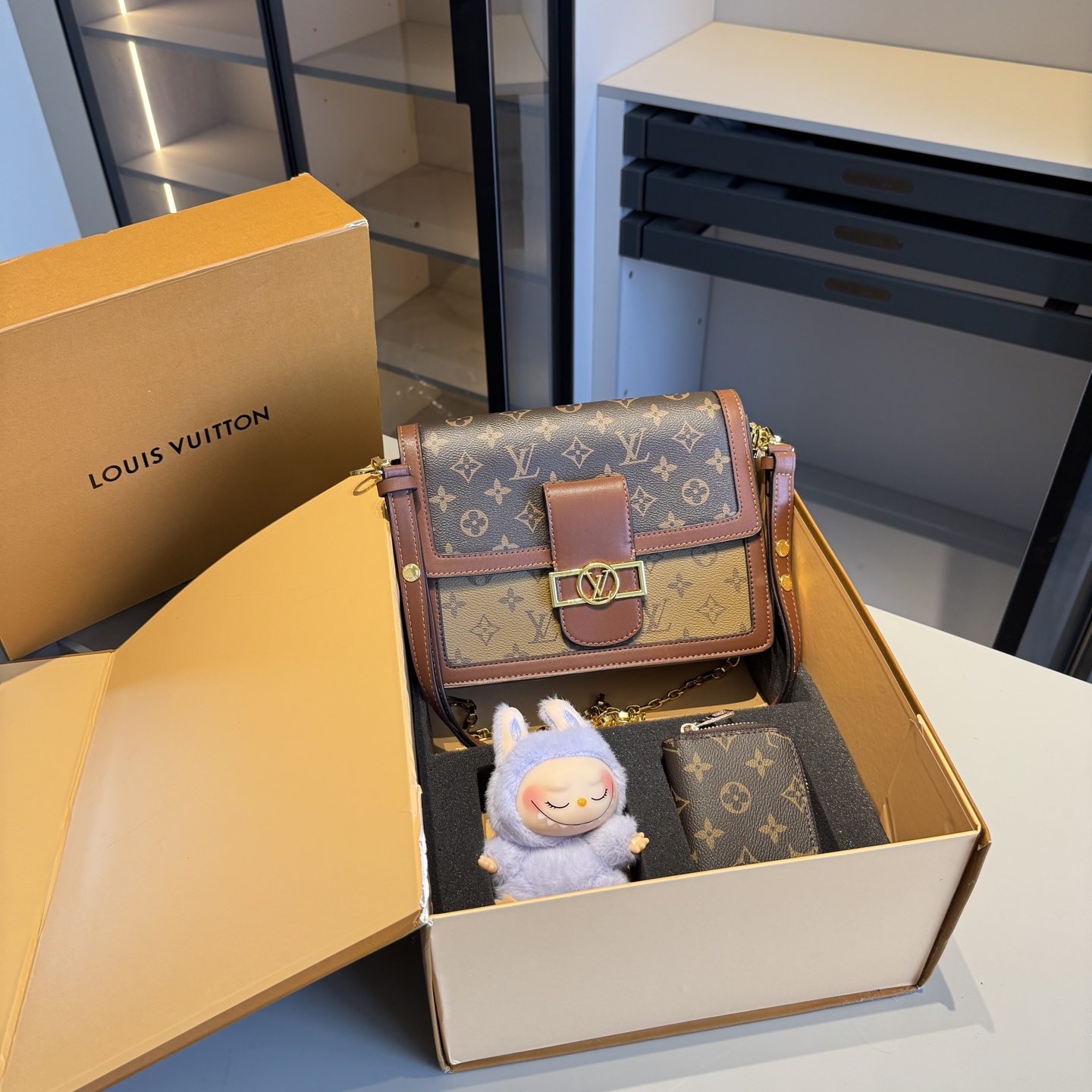 LV Gift Set (speedy bag+ labubu pendant + wallet)