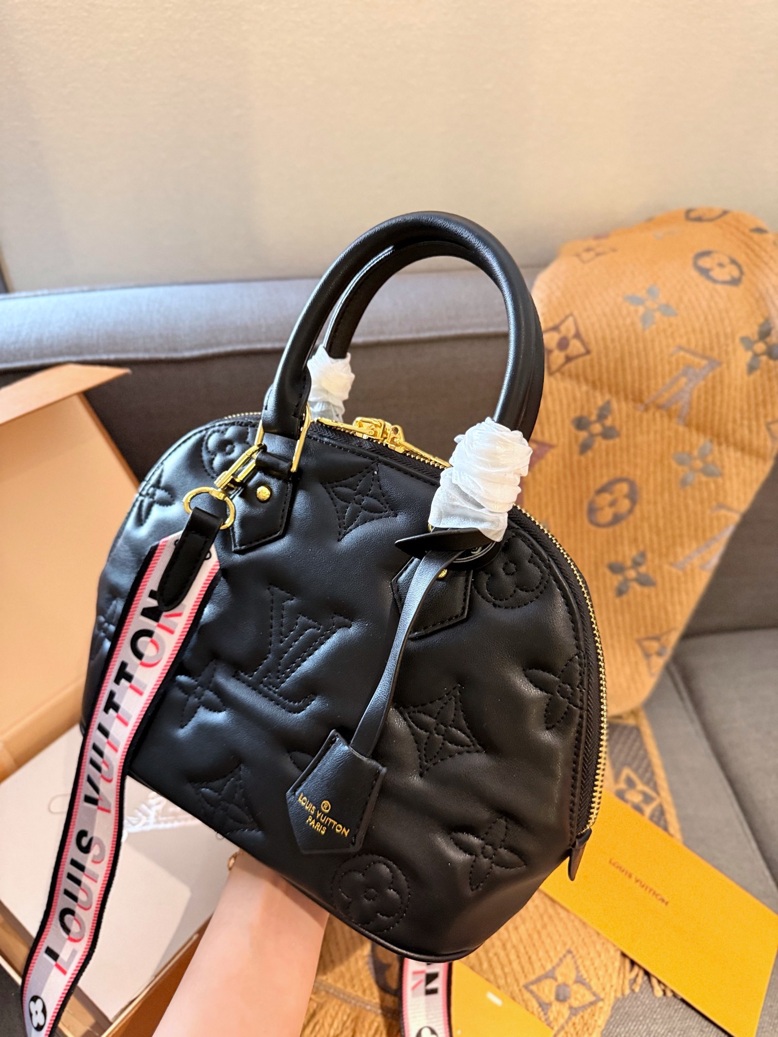 LV alma bb bubblegram shoulder bag