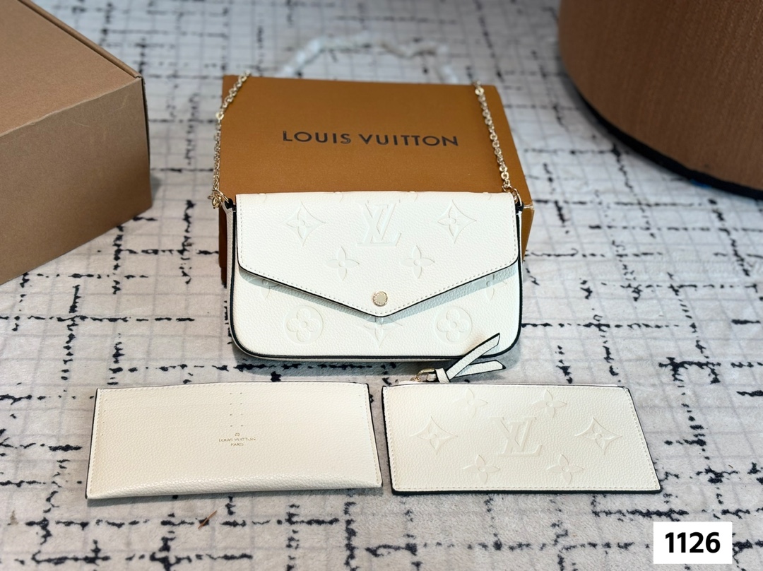 LV metal chain bag three piece set bag