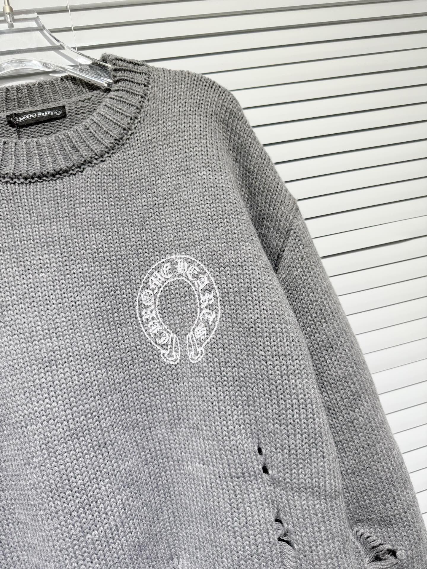 Chrome Hearts CH Thick-stitch Knitted Loose-Fitting Holey Sweater